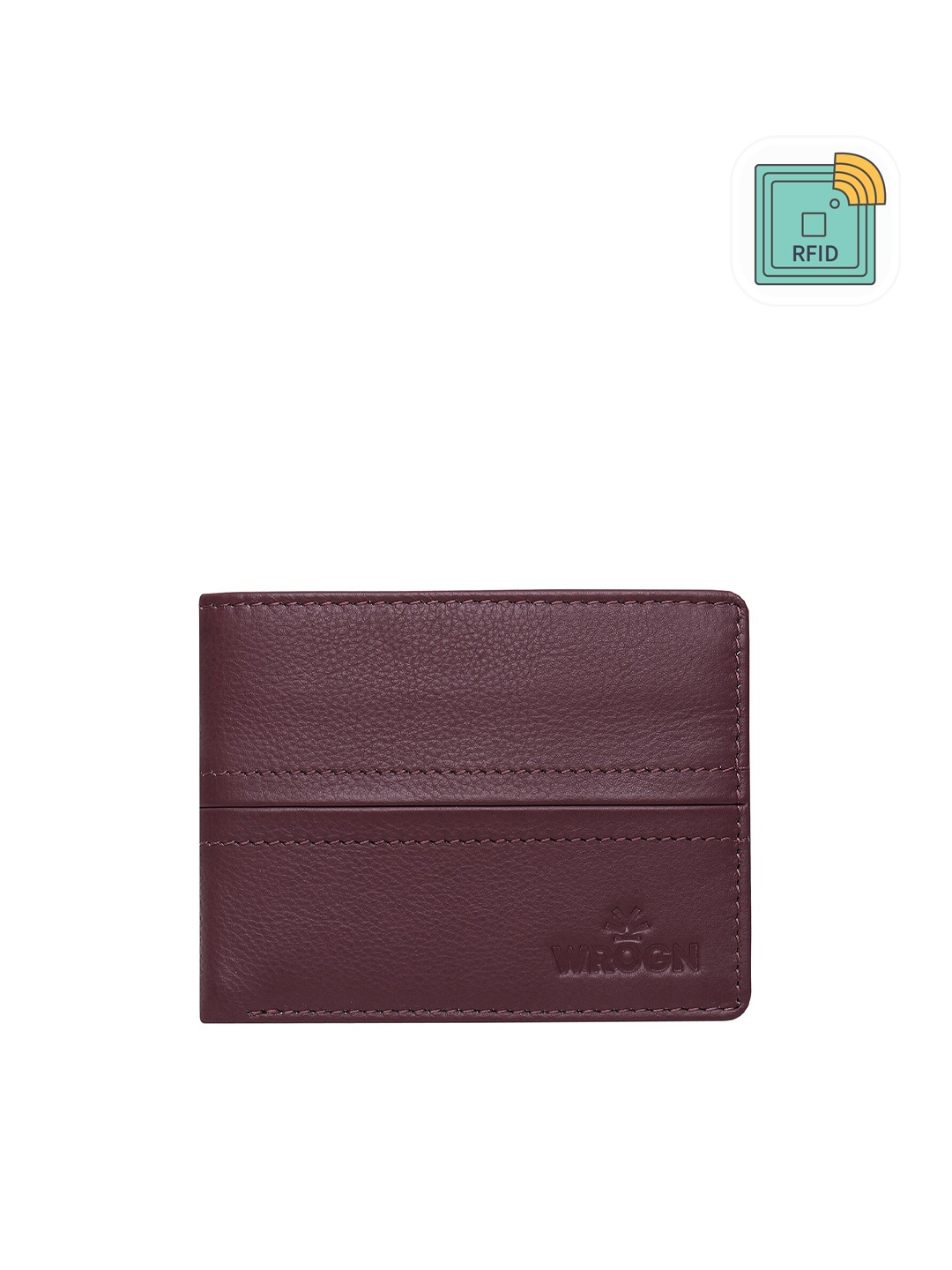 

WROGN Men Leather RFID Two Fold Wallet, Maroon