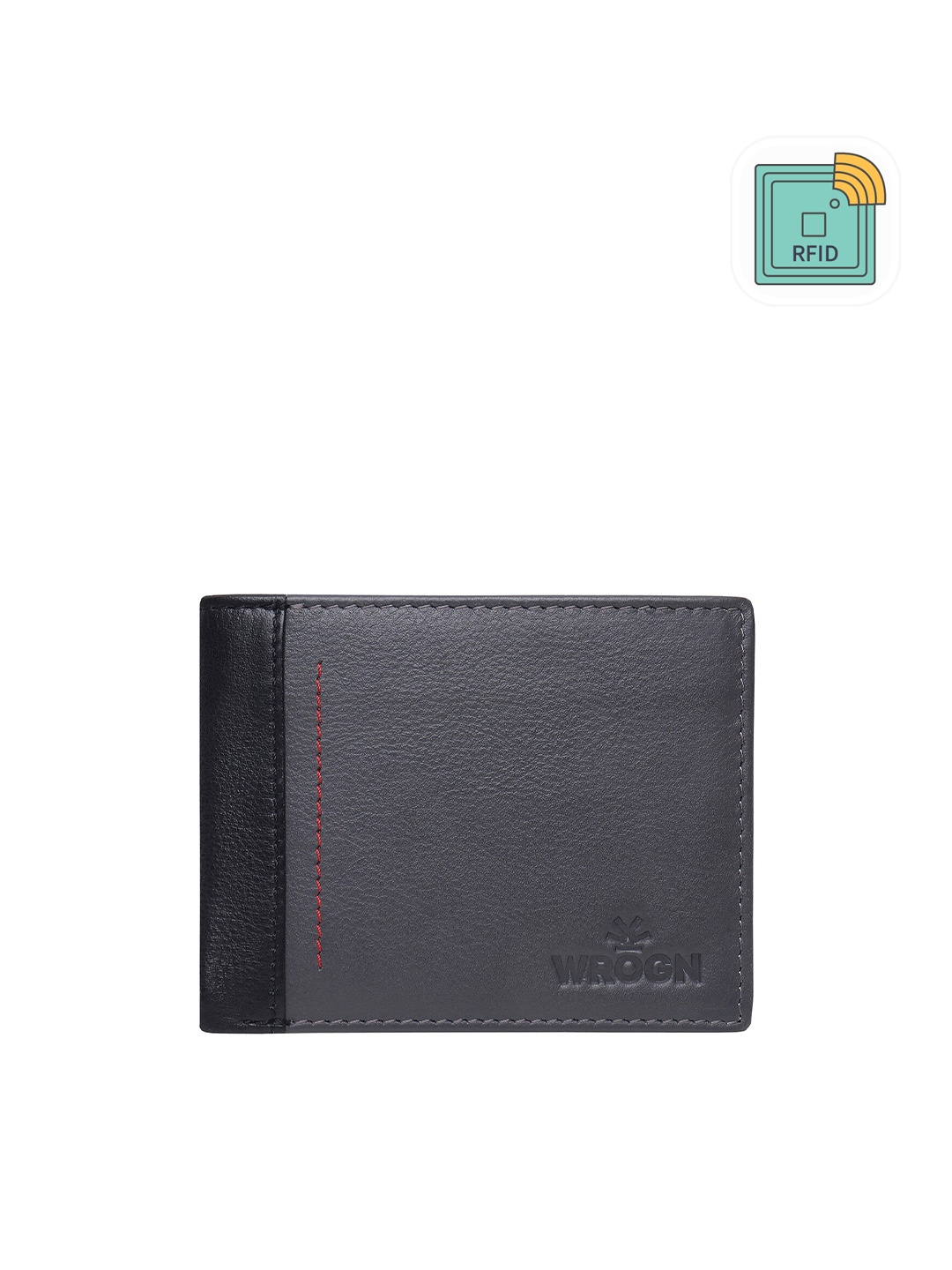 

WROGN Men Leather Two Fold Wallet, Grey