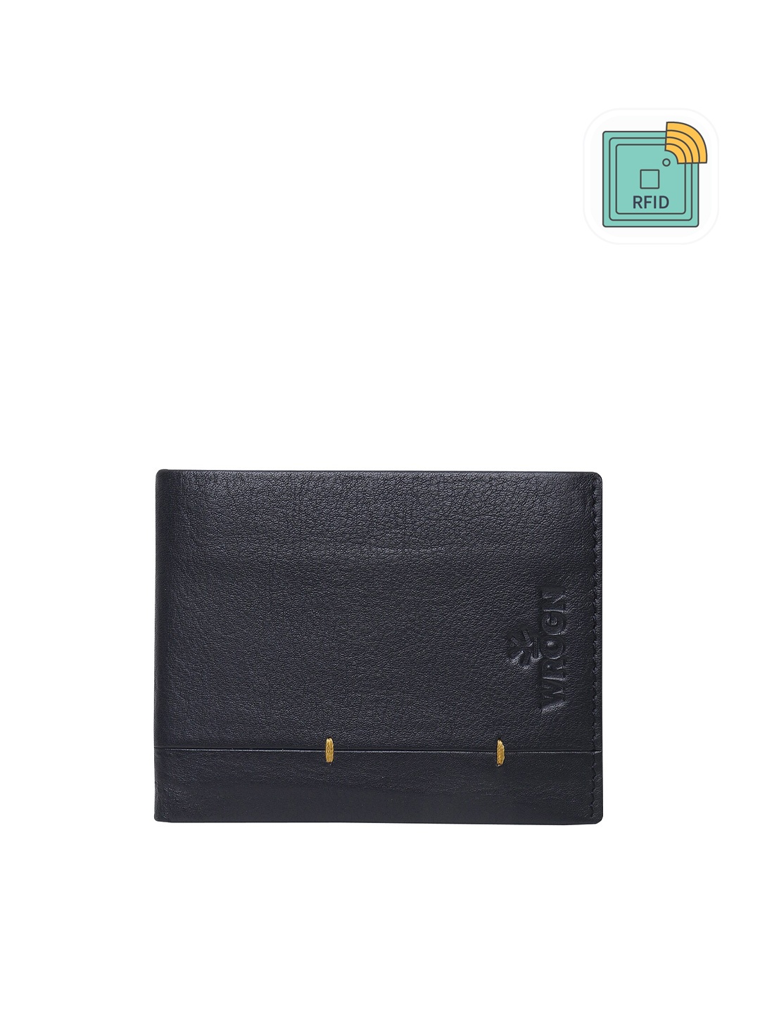 

WROGN Men Leather RFID Two Fold Wallet, Black