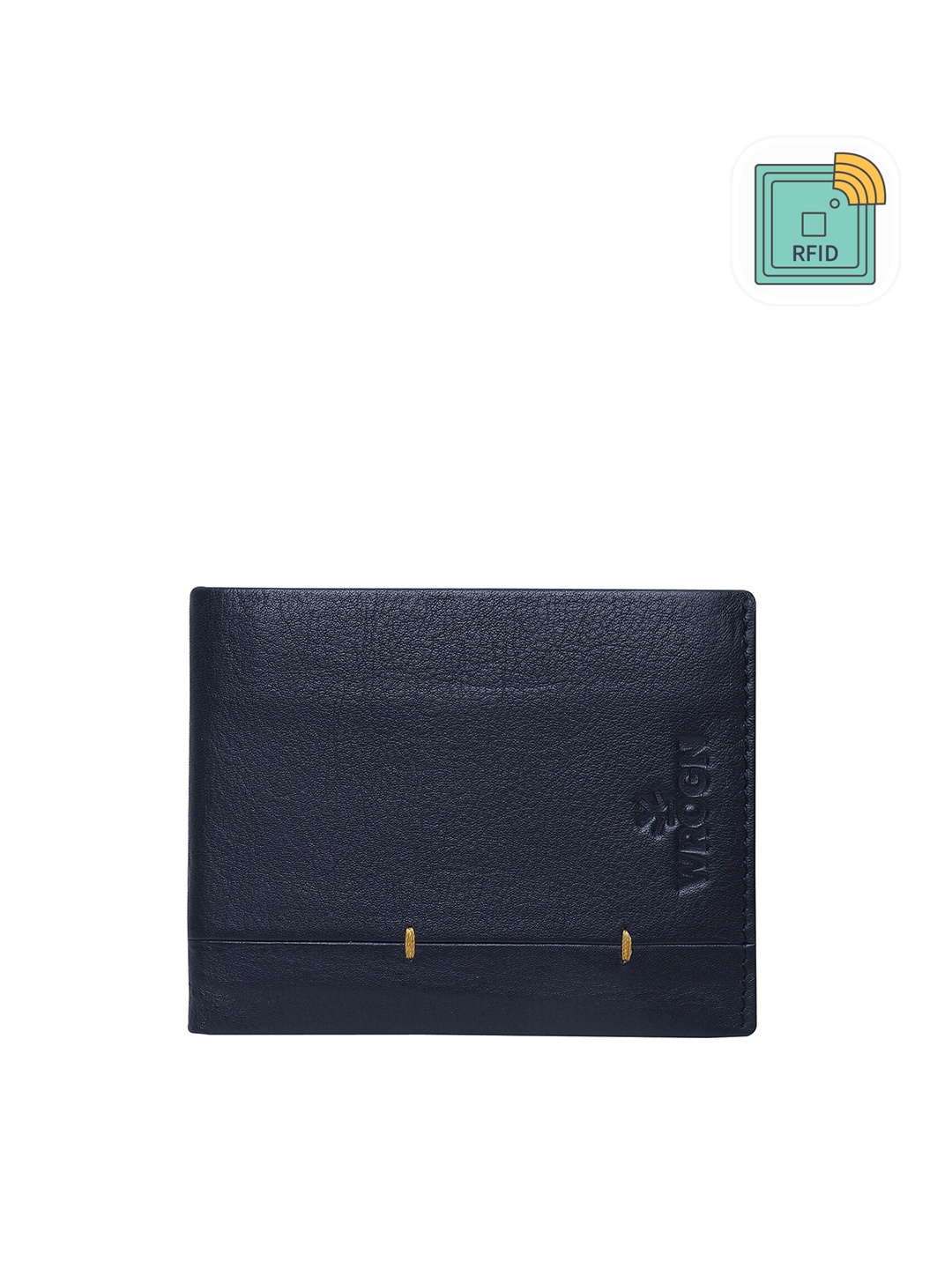 

WROGN Men Leather RFID Two Fold Wallet, Blue