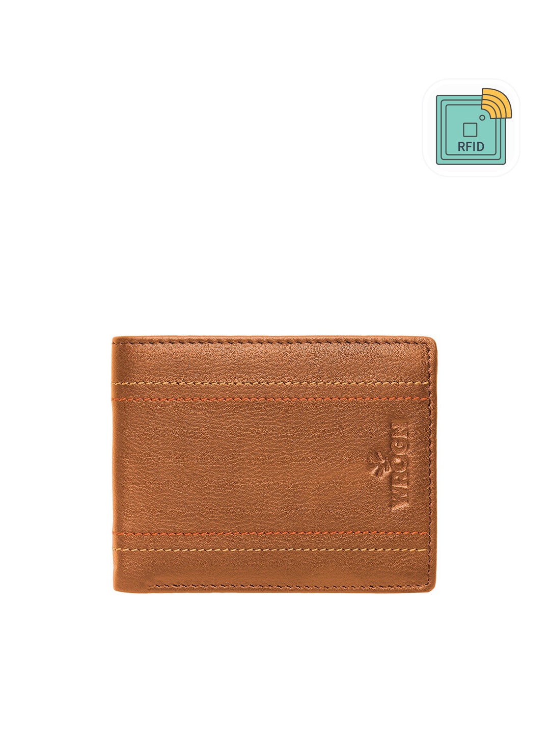 

WROGN Men Leather Two Fold Wallet, Tan