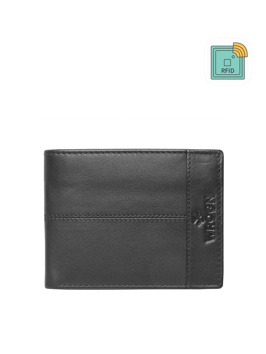 

WROGN Men Leather Two Fold Wallet, Black