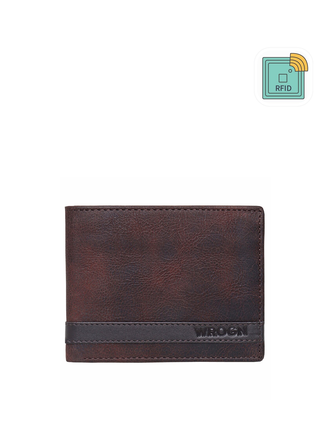 

WROGN Men Leather Two Fold Wallet, Brown