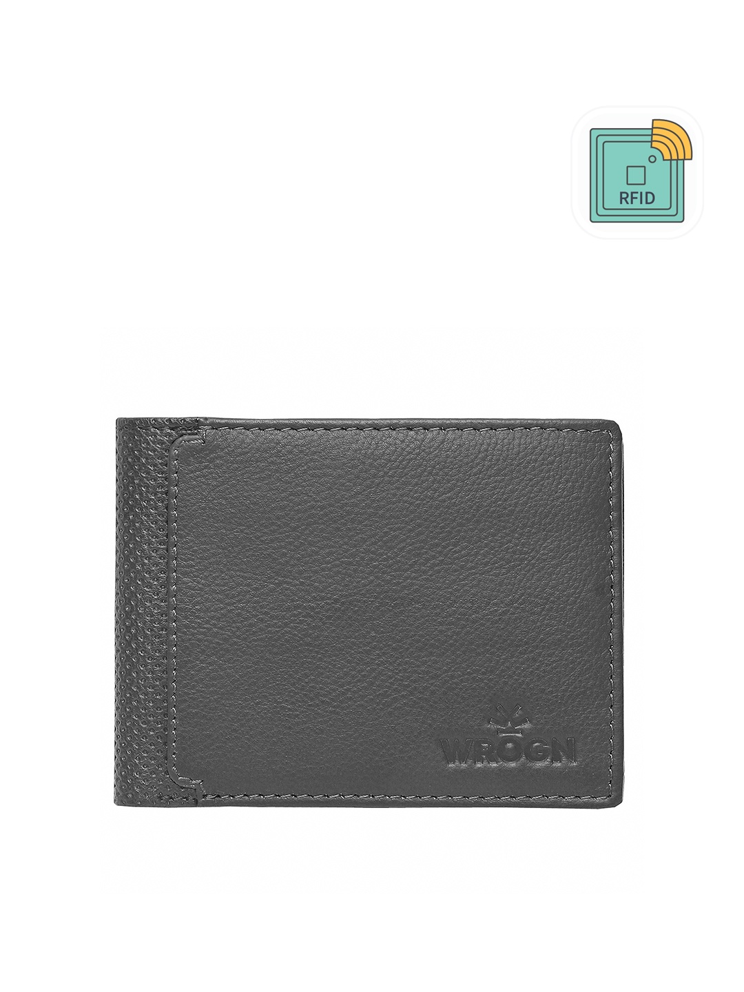 

WROGN Men Leather Two Fold Wallet, Grey
