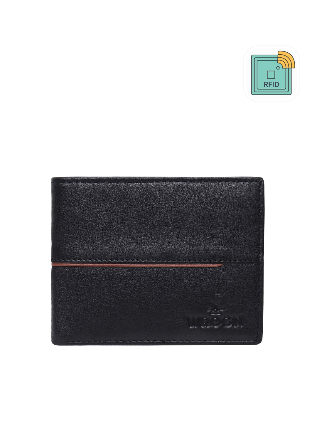 

WROGN Men Leather Two Fold Wallet, Black