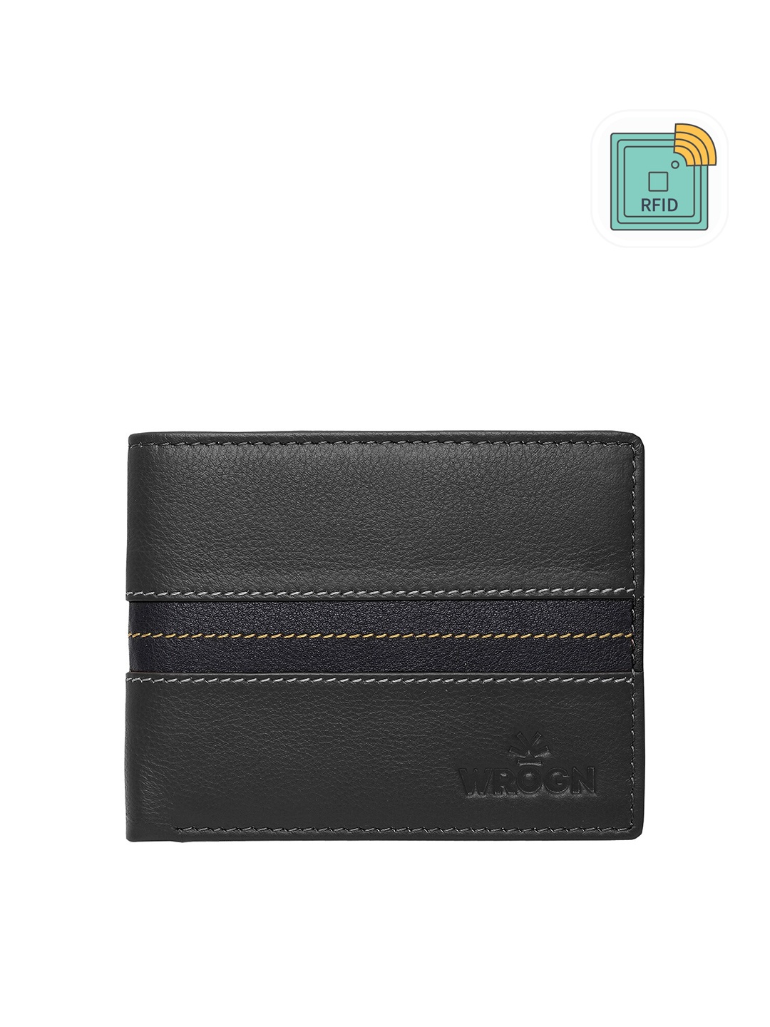 

WROGN Men Leather Two Fold Wallet, Black