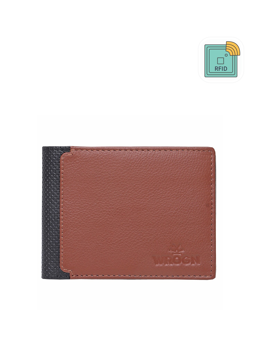 

WROGN Men Leather Two Fold Wallet, Tan