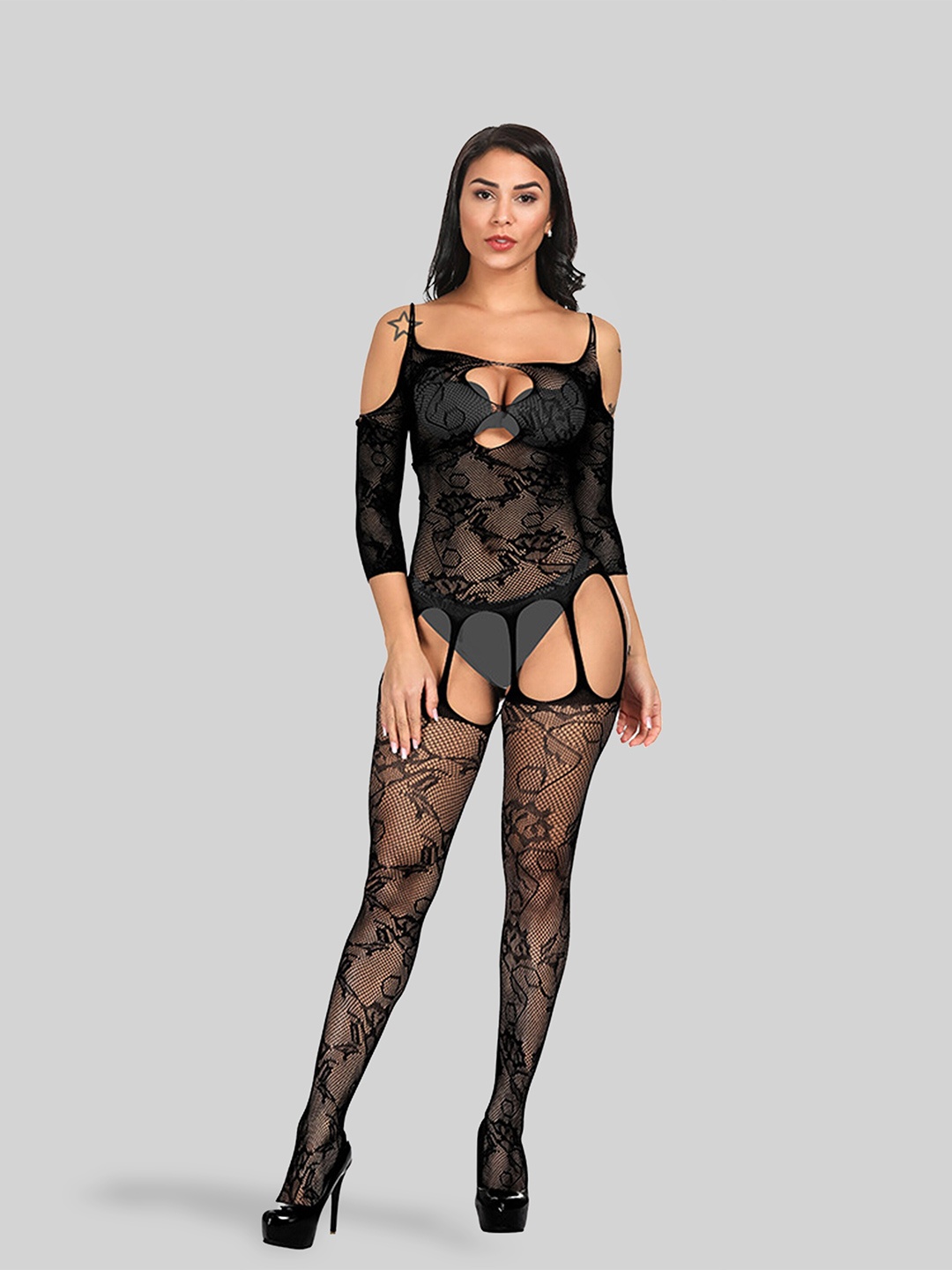 

3mads Black Halter Neck Baby Doll