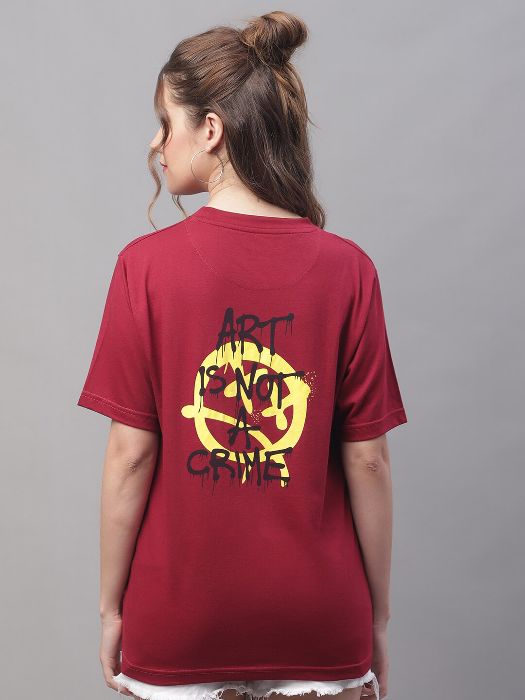 

Obaan Typography Printed Cotton T-shirt, Red