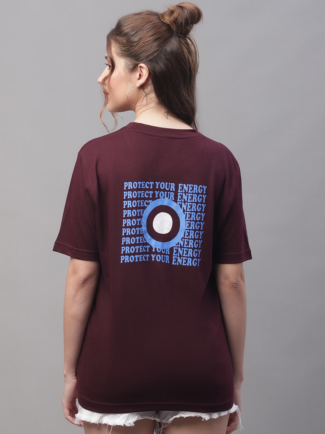 

Obaan Typography Printed Cotton T-shirt, Maroon