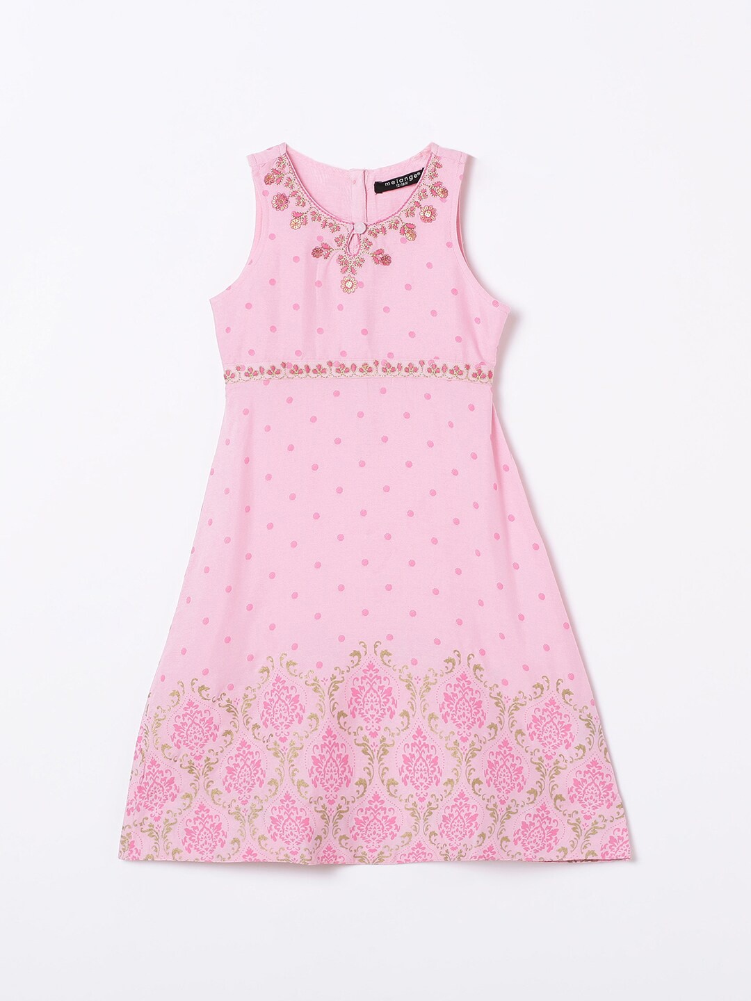 

Melange by Lifestyle Girls Floral Embroidered A-Line Dress, Pink