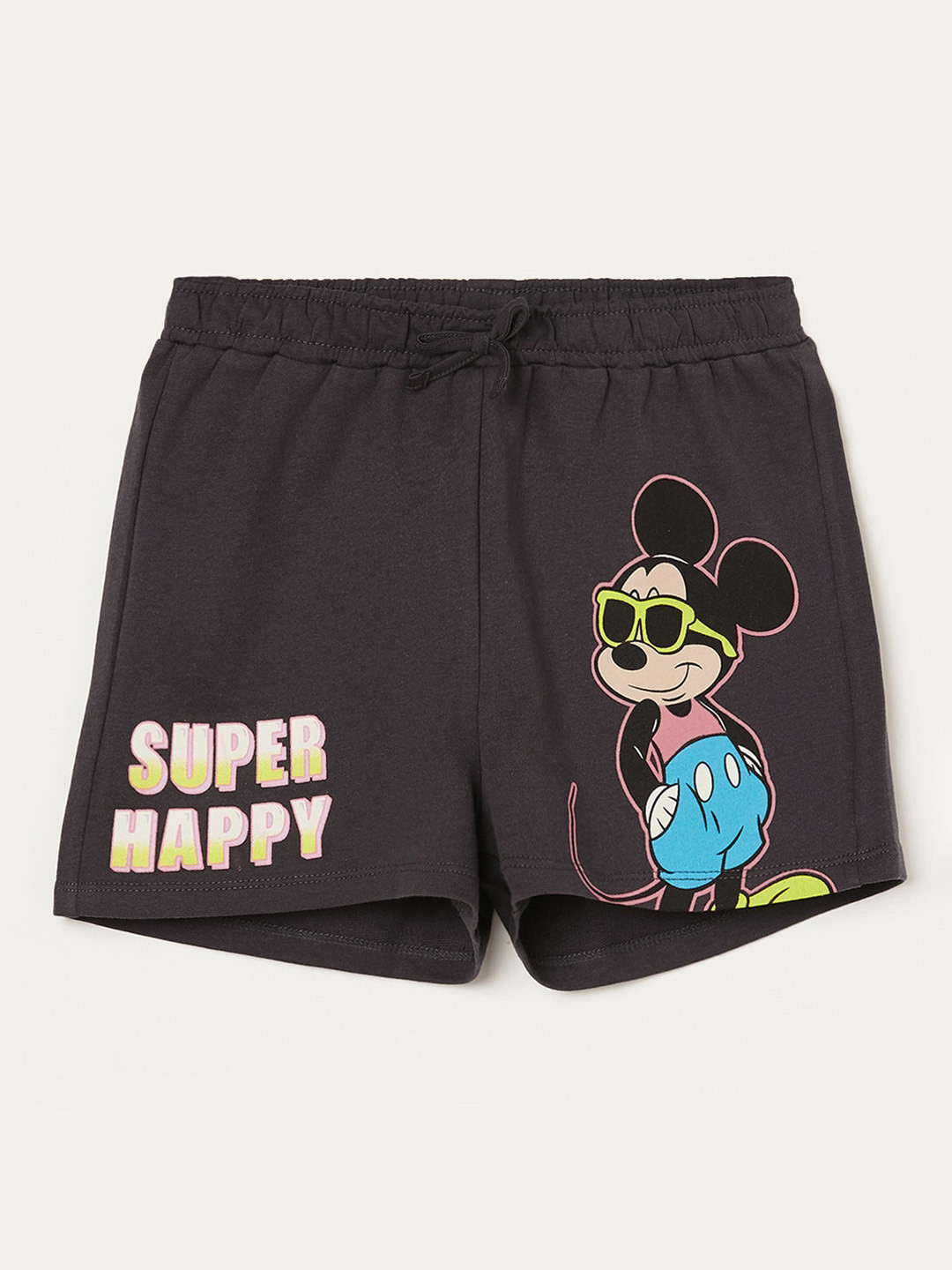

Fame Forever by Lifestyle Girls Mickey Mouse Printed Cotton Shorts, Charcoal