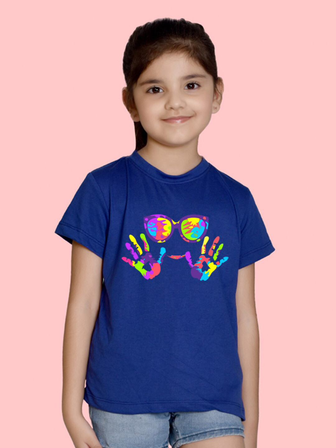 

NUSYL Girls Holi Printed T-shirt, Blue