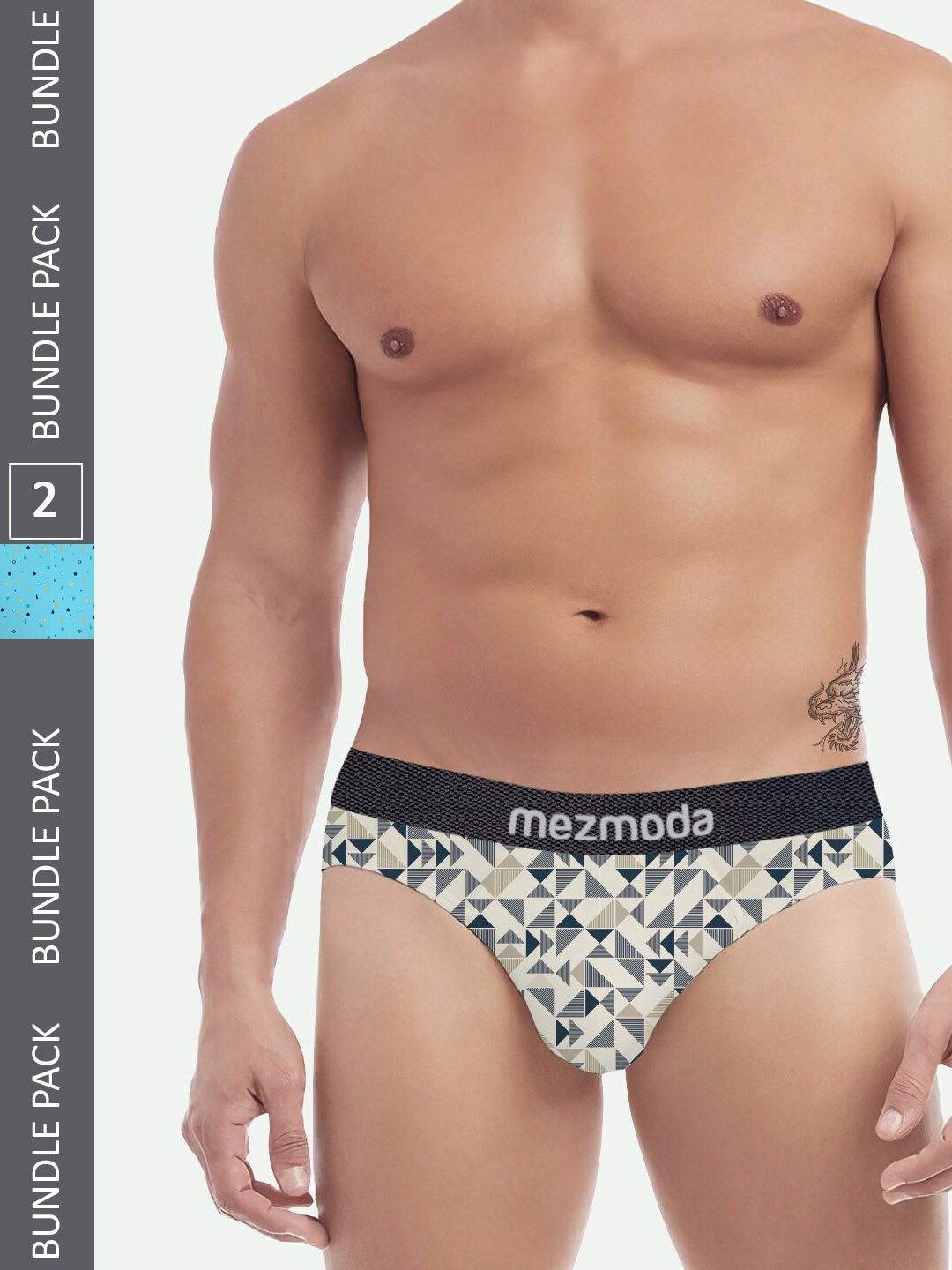 

mezmoda Men Pack Of 2 Printed Hipster Briefs, Blue