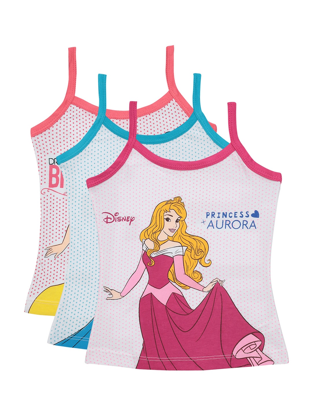 

Bodycare Kids Girls Pack of 3 Assorted Disney Princess Printed Cotton Camisoles