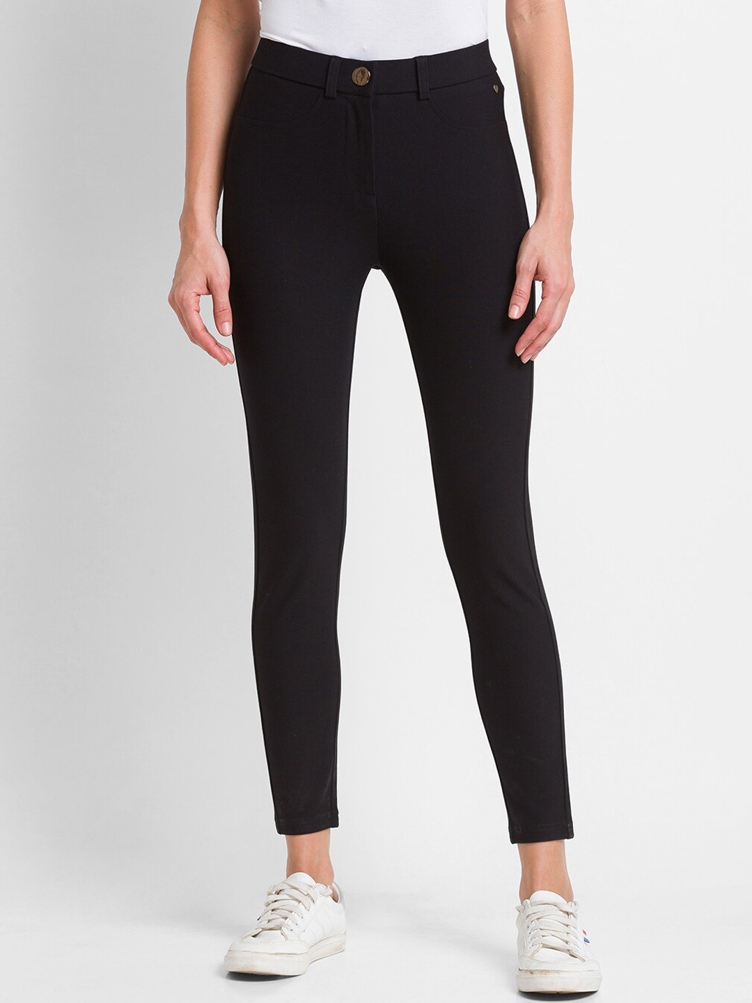 

SPYKAR Women Cotton Casual Knit Trouser, Black
