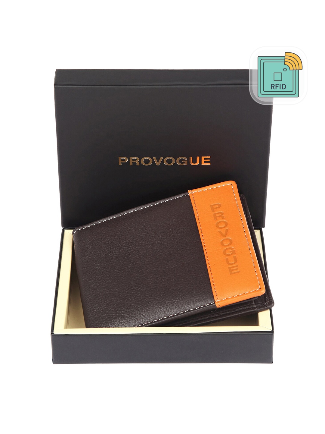 

Provogue Men Brown Leather Two Fold Wallet