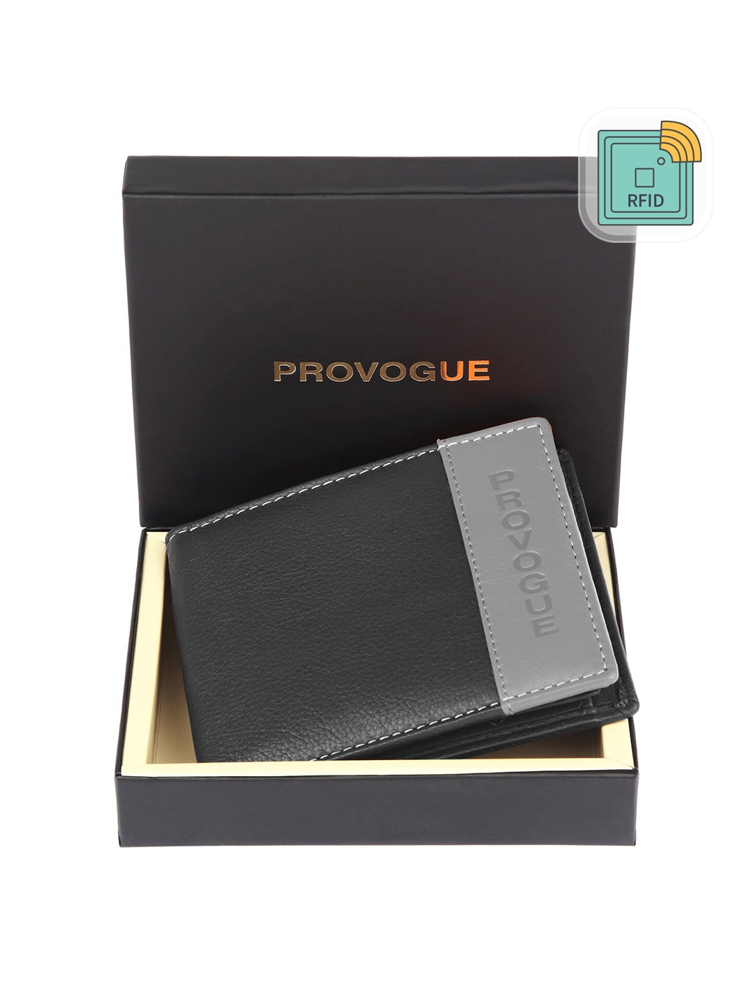 

Provogue Men Colourblocked Leather Two Fold Wallet, Black