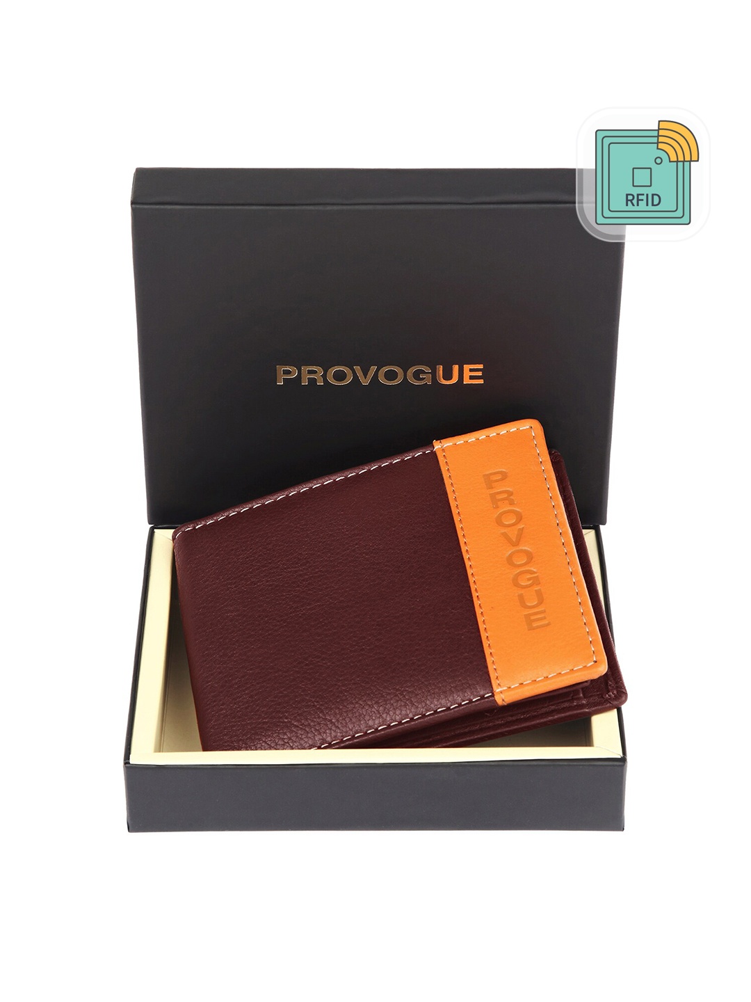 

Provogue Men colourblocked Leather Two Fold Wallet, Maroon