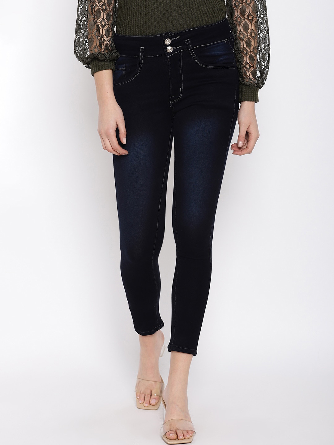 

iki chic Women High-Rise Light Fade Jeans, Navy blue