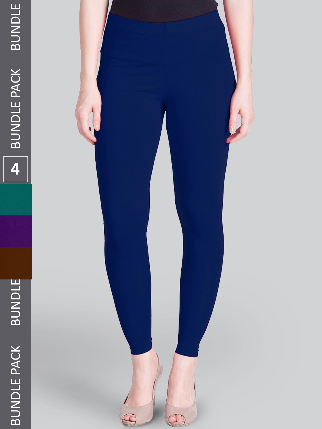 

LYRA Pack Of 4 Ankle-Length Leggings, Blue