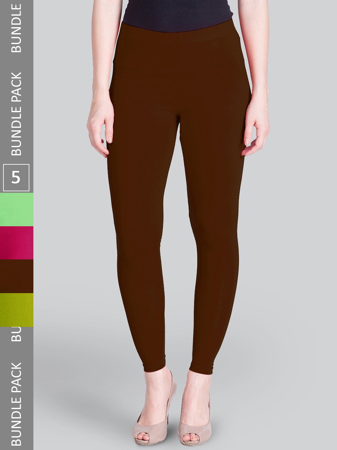 

LYRA Pack Of 4 Sculpting Seams Mid-Rise Ankle Length Leggings, Brown
