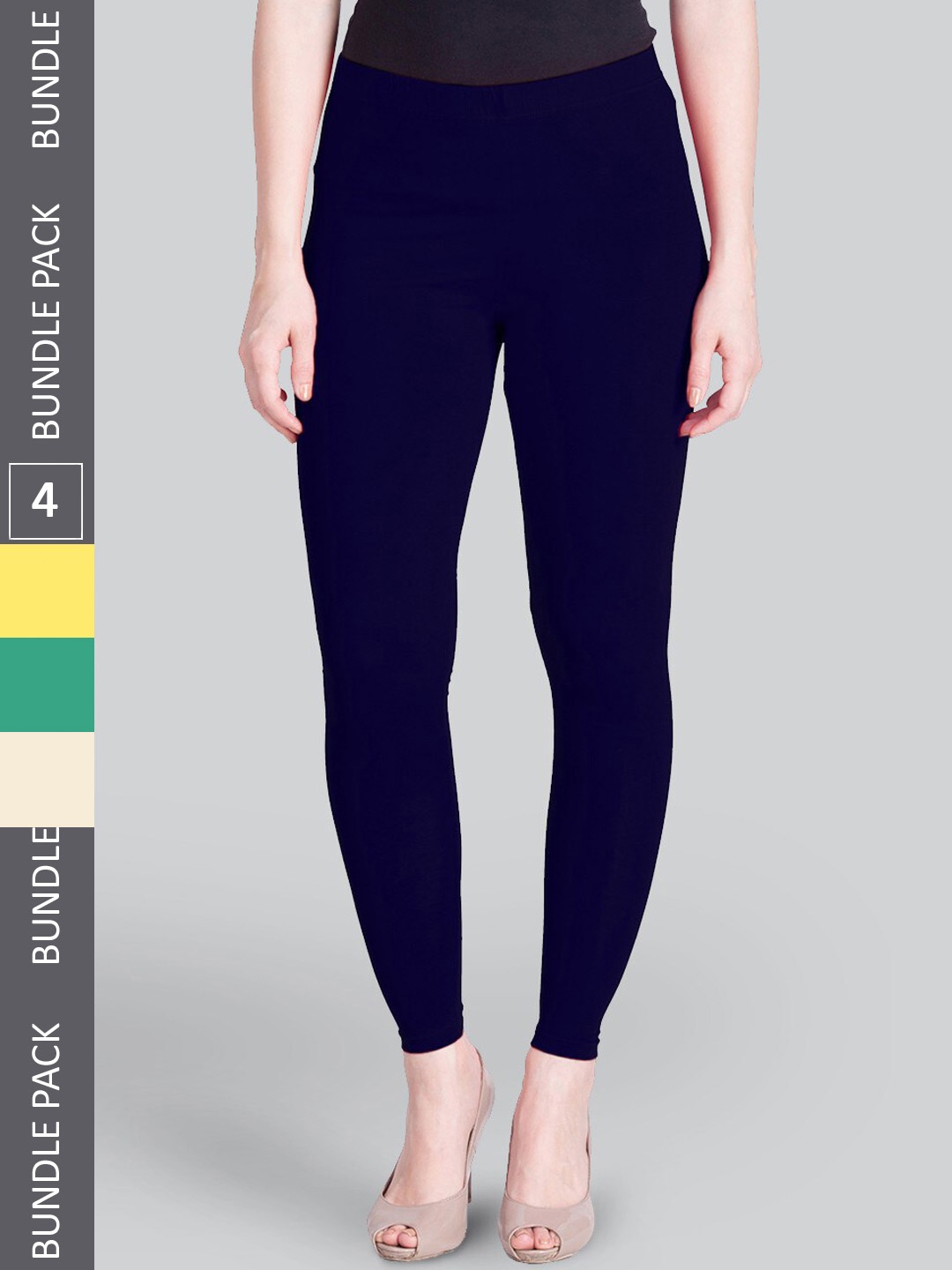 

LYRA Pack Of 4 Ankle-Length Leggings, Blue