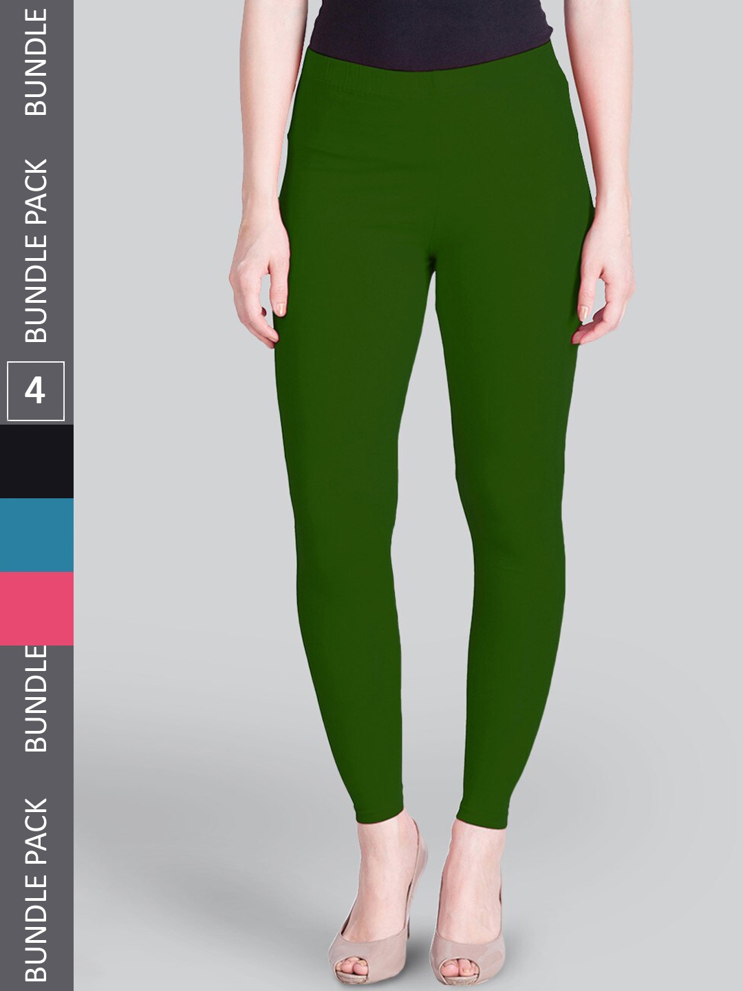 

LYRA Pack Of 4 Ankle-Length Leggings, Green