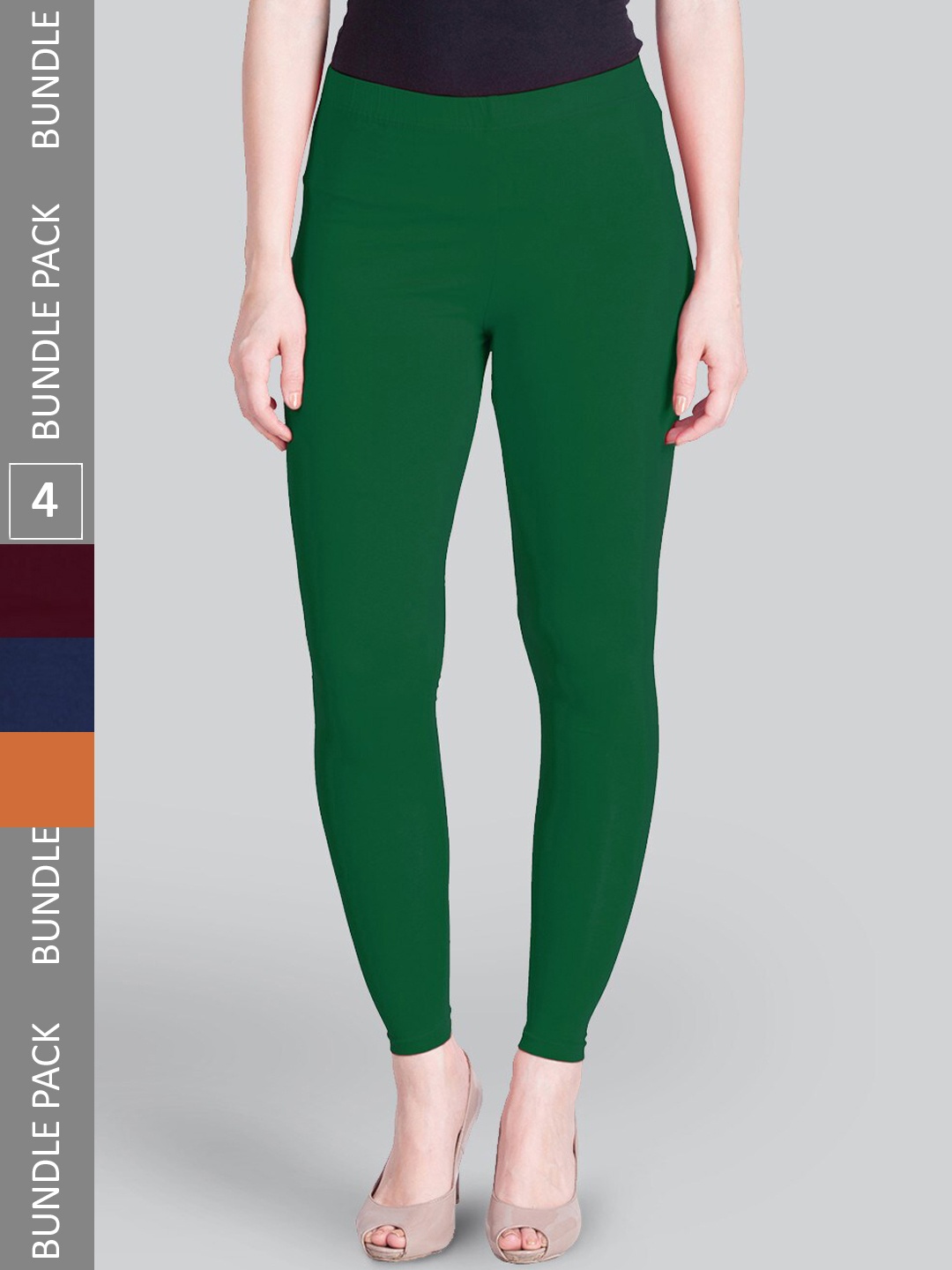

LYRA Pack Of 4 Ankle-Length Leggings, Green