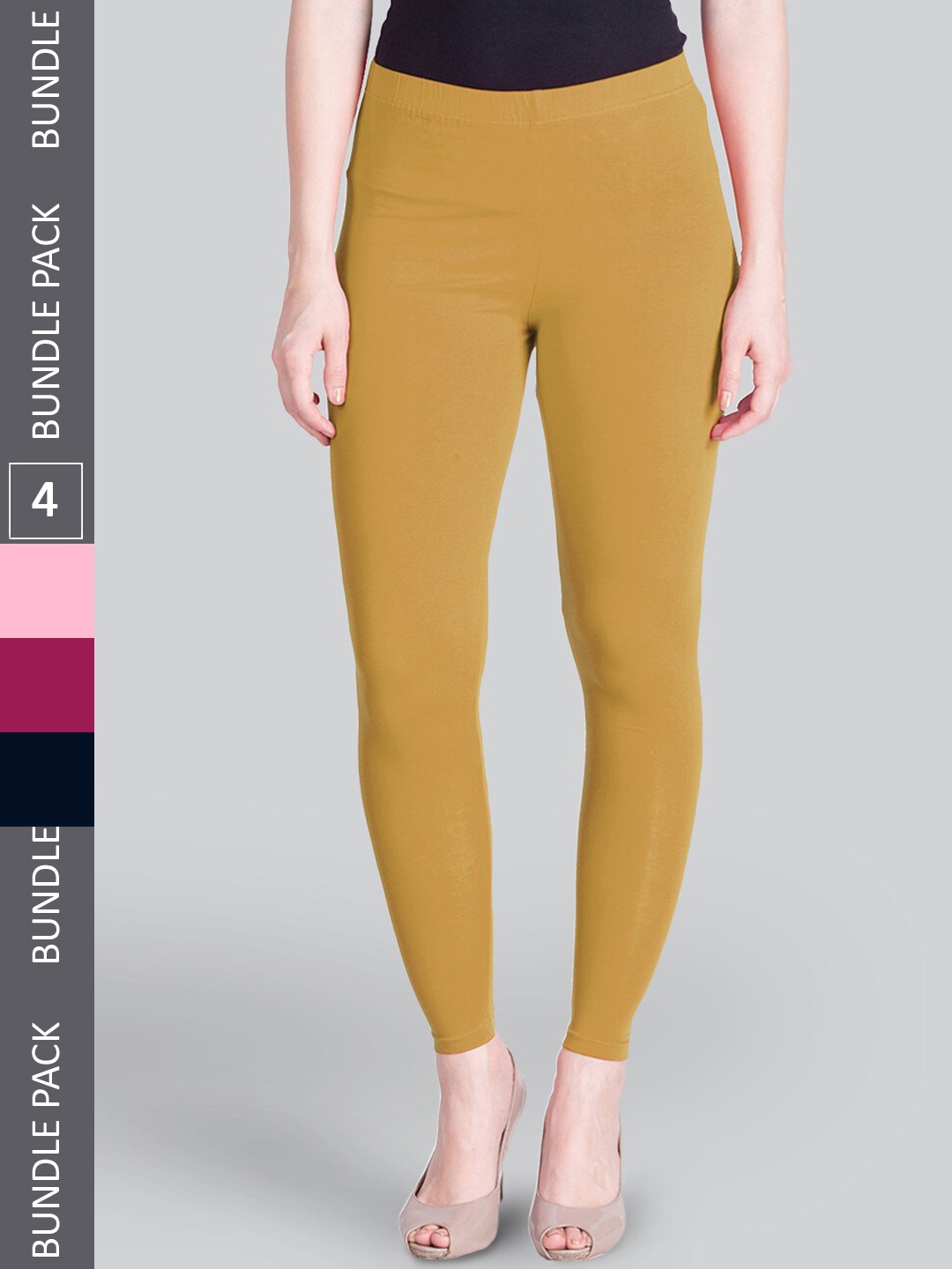 

LYRA Pack Of 4 Ankle-Length Leggings, Yellow