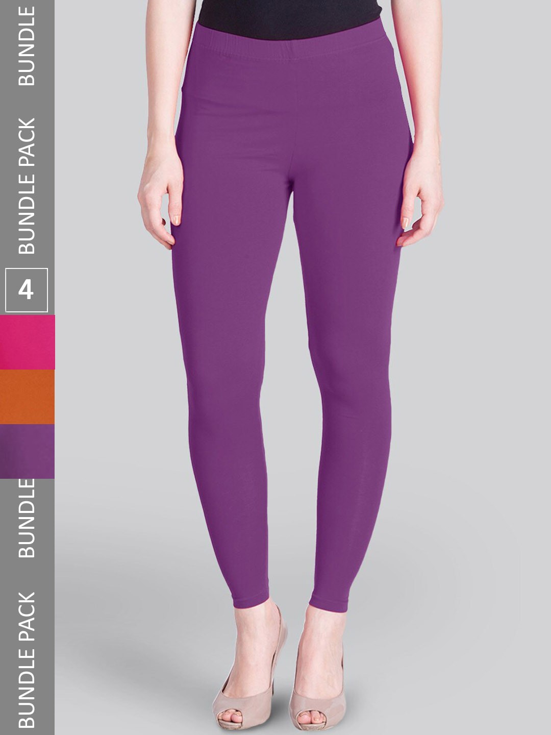 

LYRA Pack Of 4 Ankle-Length Leggings, Purple
