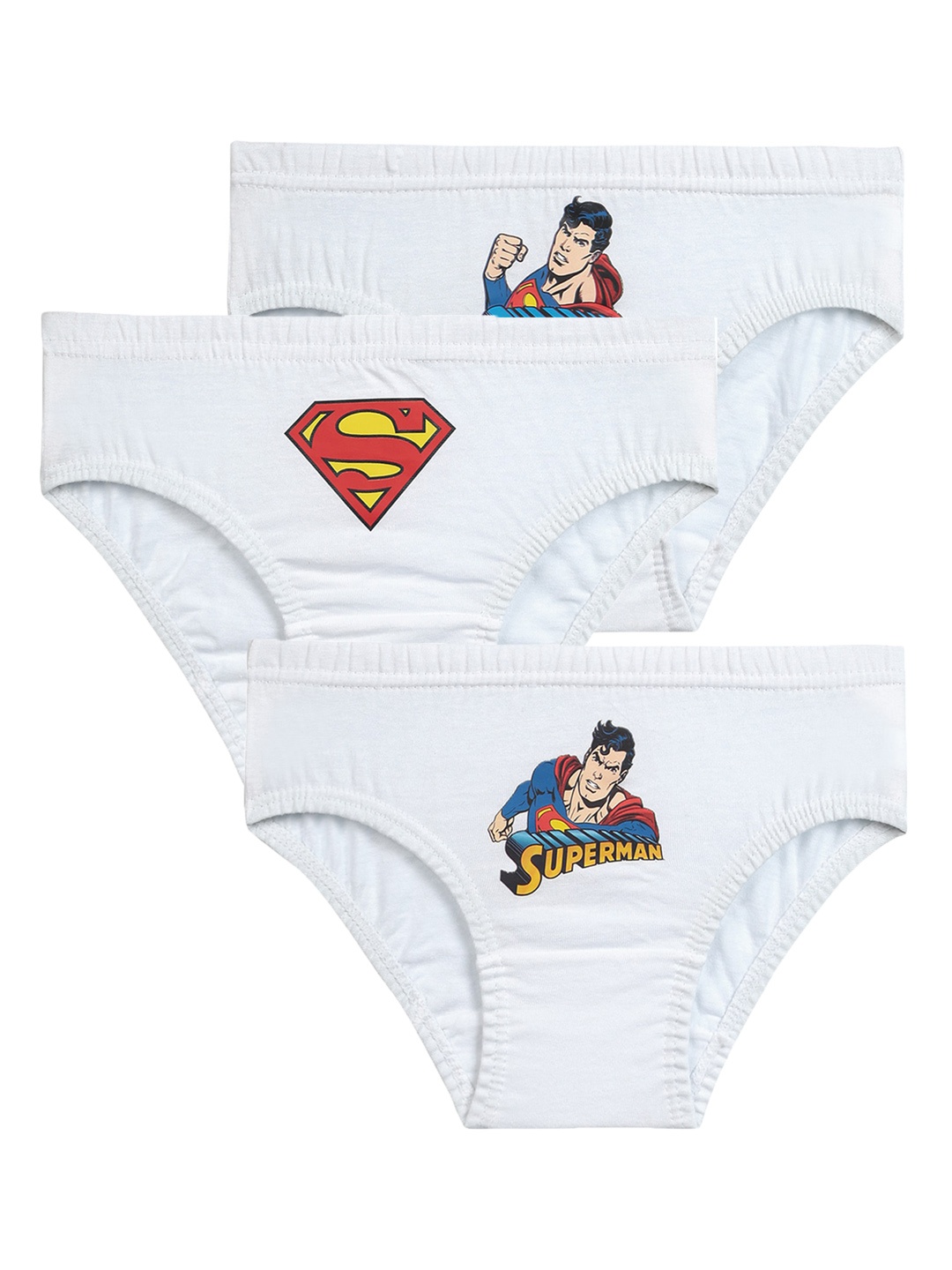 

Bodycare Kids Boys Pack Of 3 Mid-Rise Printed Justice League Cotton Basic Briefs, White