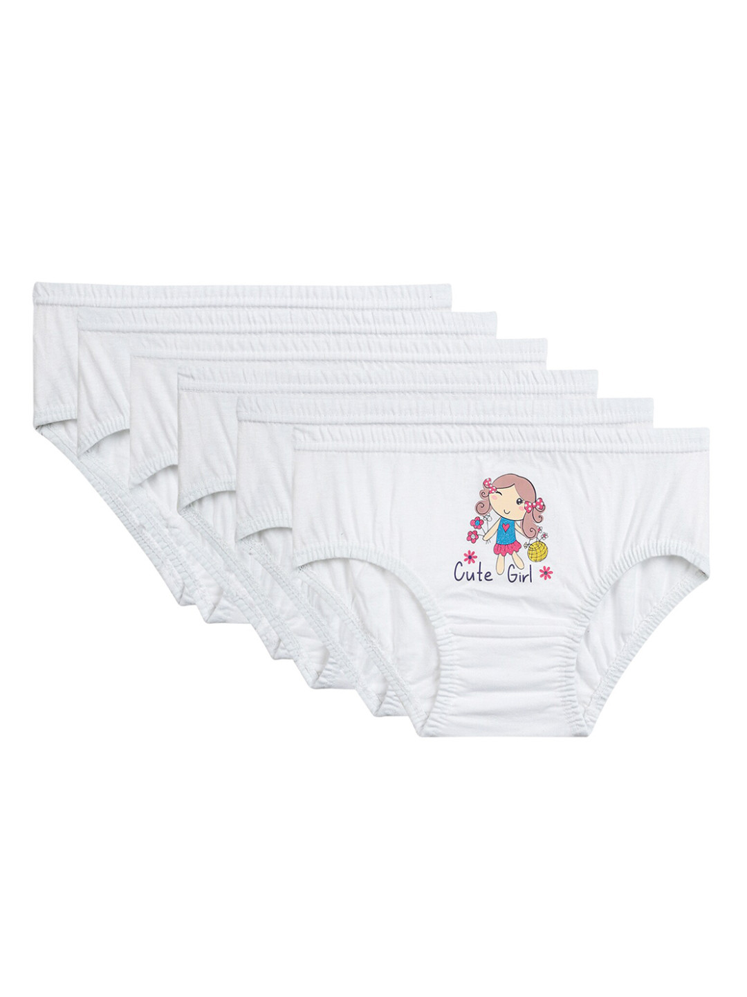 

Bodycare Kids Girls Pack Of 6 Printed Cotton Hipster Briefs, White