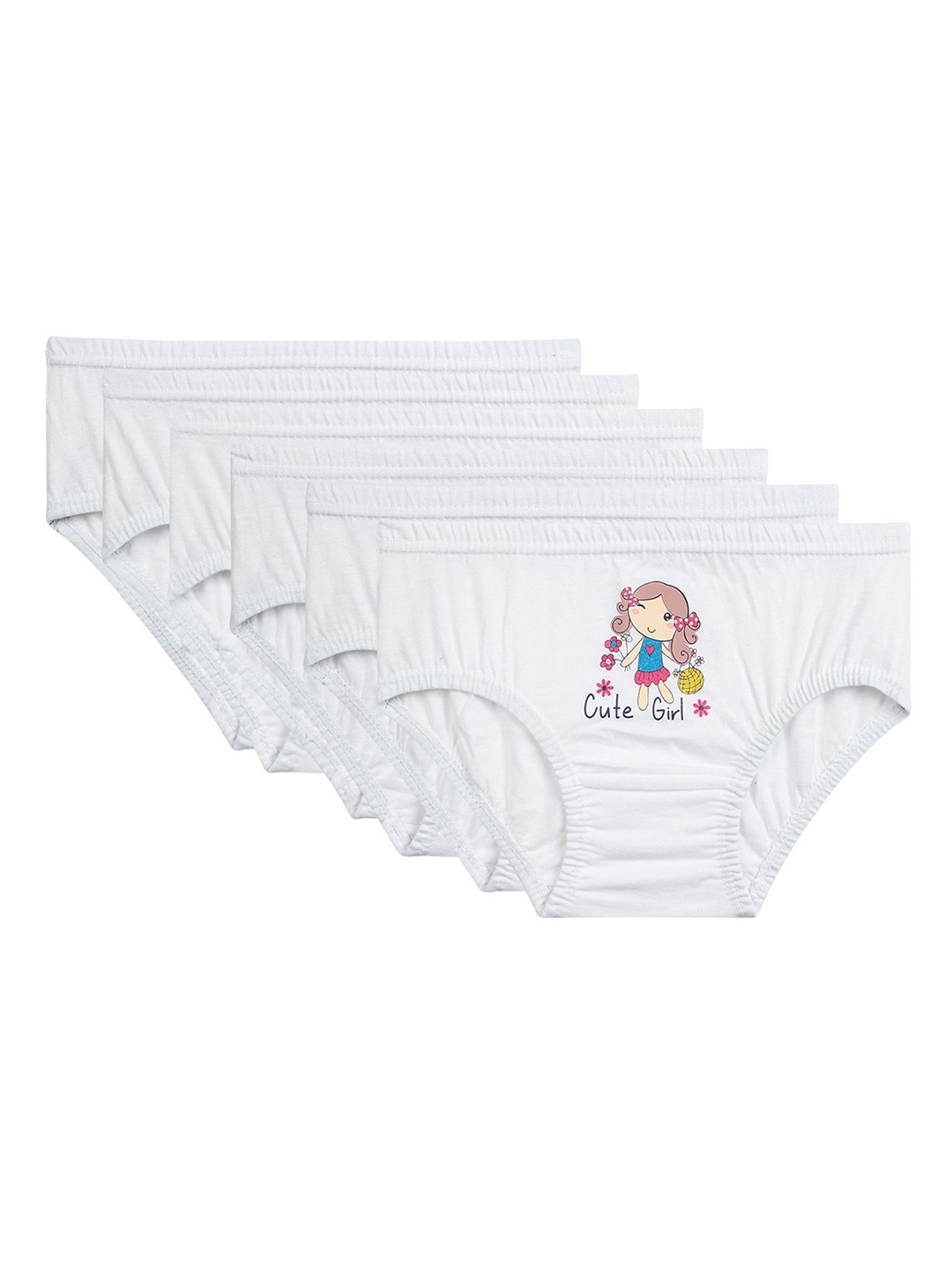 

Bodycare Kids Girls Pack Of 6 Printed Cotton Hipster Briefs, White
