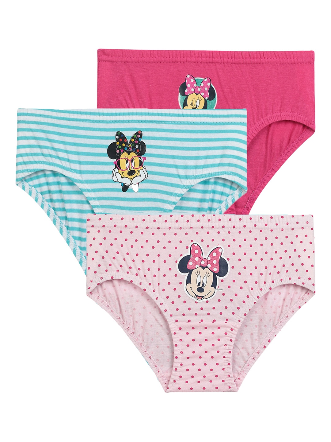 

Bodycare Kids Girls Pack of 3 Assorted Minni & Friends Printed Pure Cotton Hipster Briefs