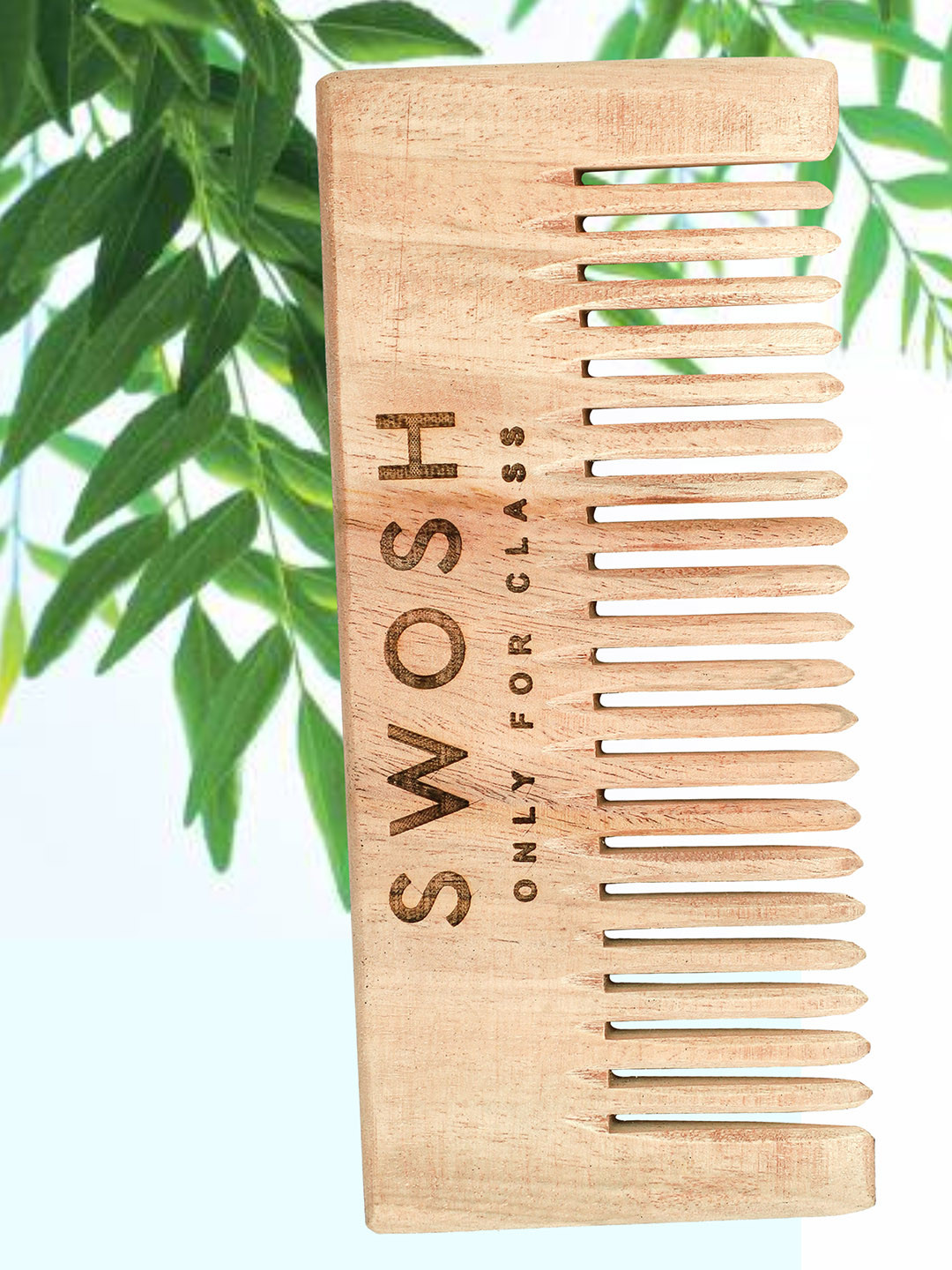 

SWOSH Eco-Friendly Neem Wooden Hair Comb For Healthy Hair Massage, Beige