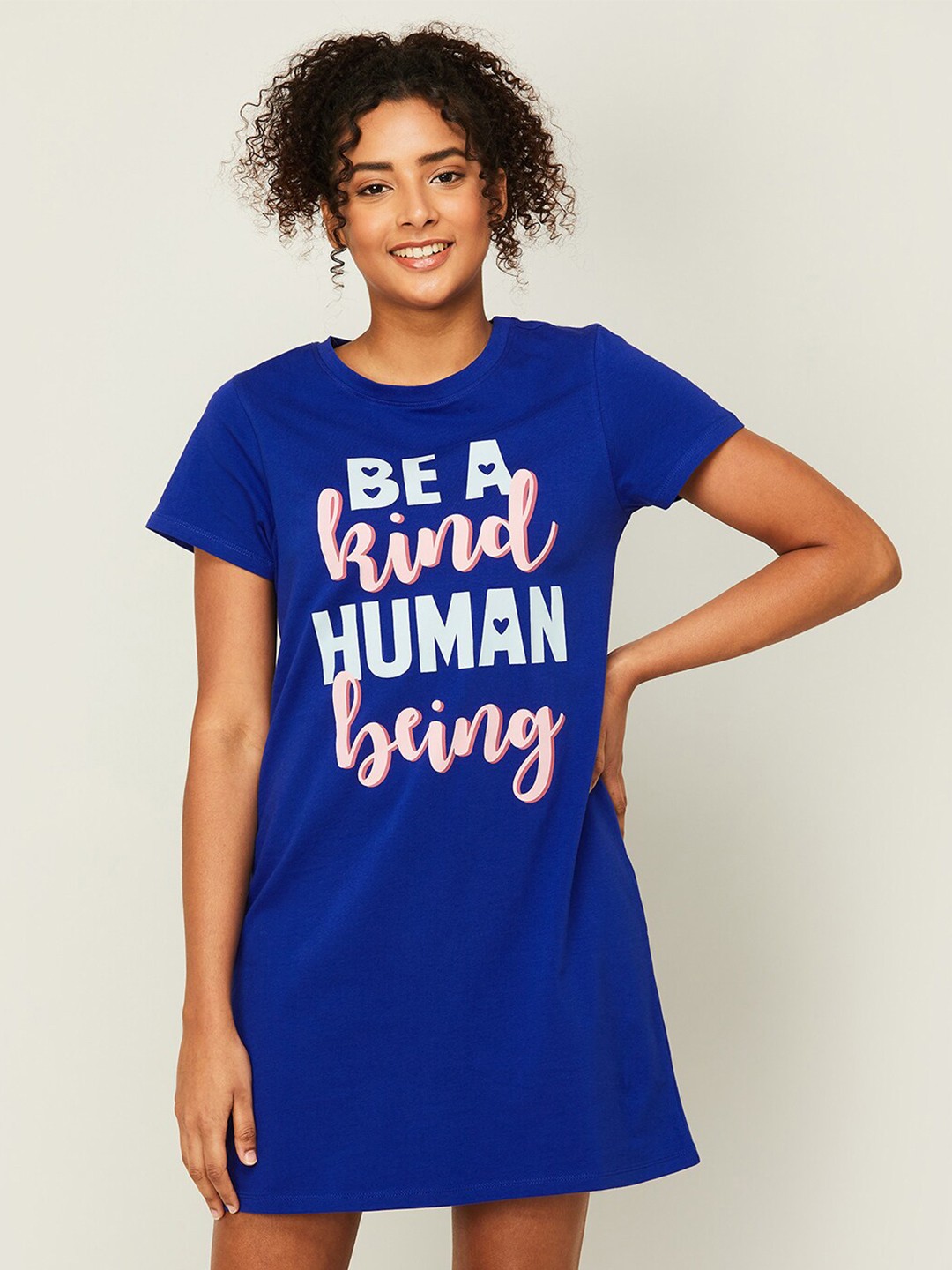 

Ginger by Lifestyle Typography Printed Pure Cotton Nightdress, Blue