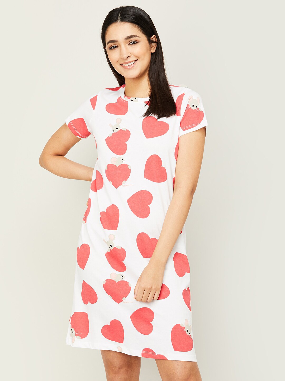 

Ginger by Lifestyle Conversational Printed Pure Cotton Nightdress, White