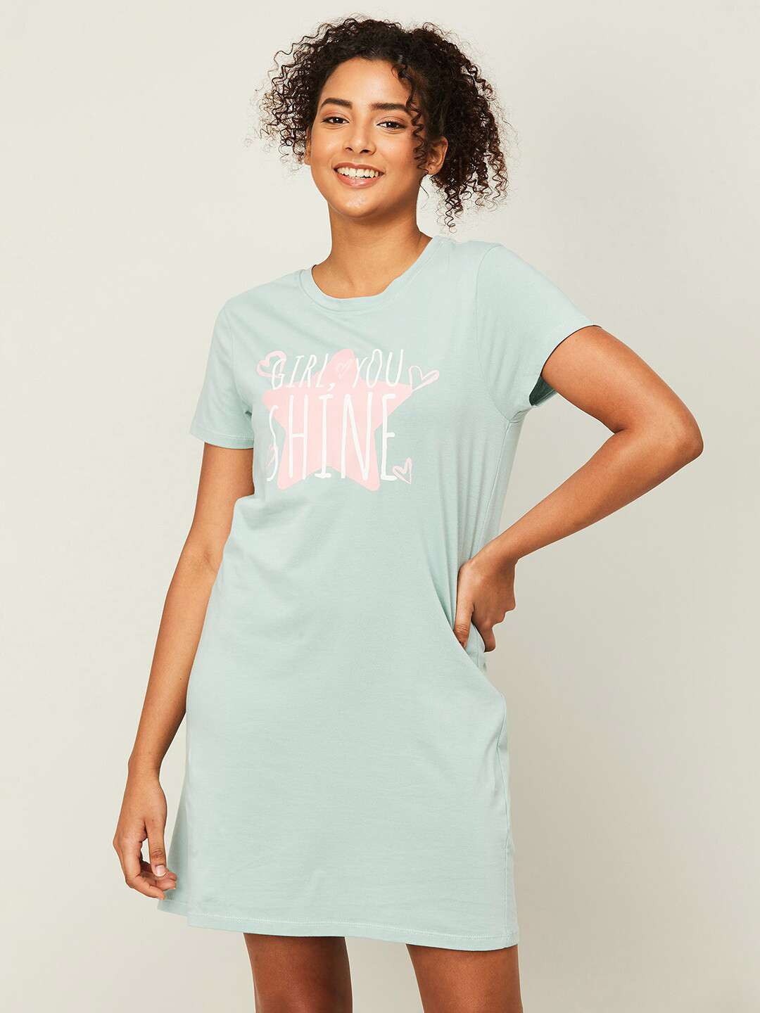 

Ginger by Lifestyle Typography Printed Pure Cotton Nightdress, Green