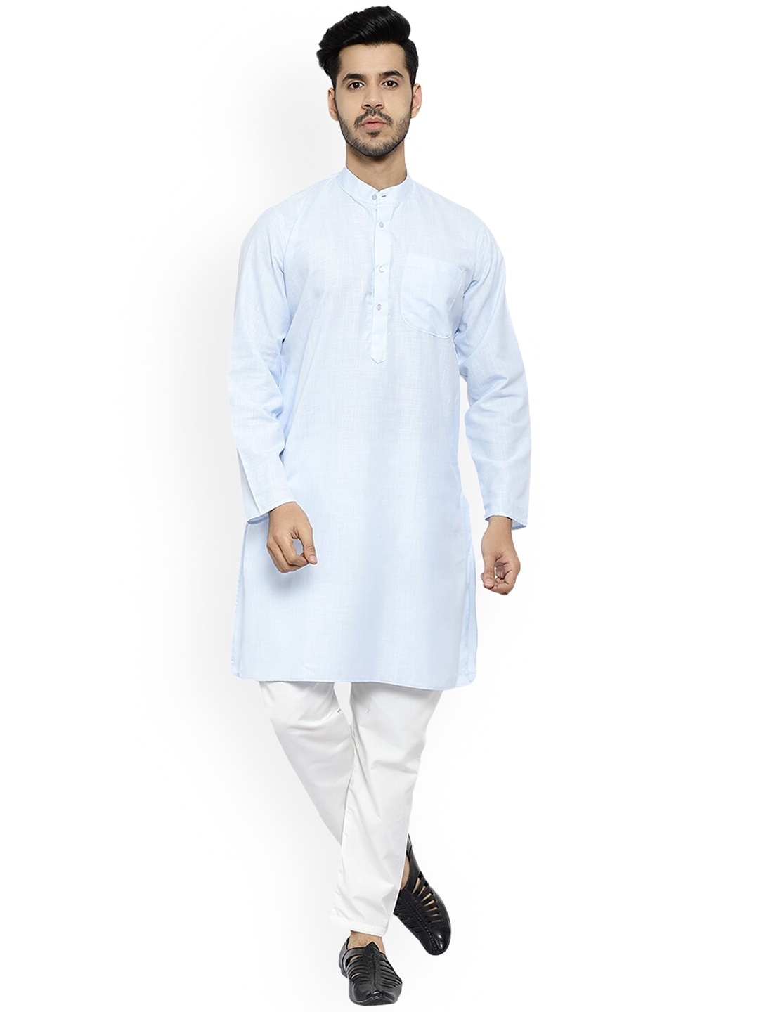 

Pro-Ethic STYLE DEVELOPER Men White Pleated Mirror Work Kurta with Pyjamas