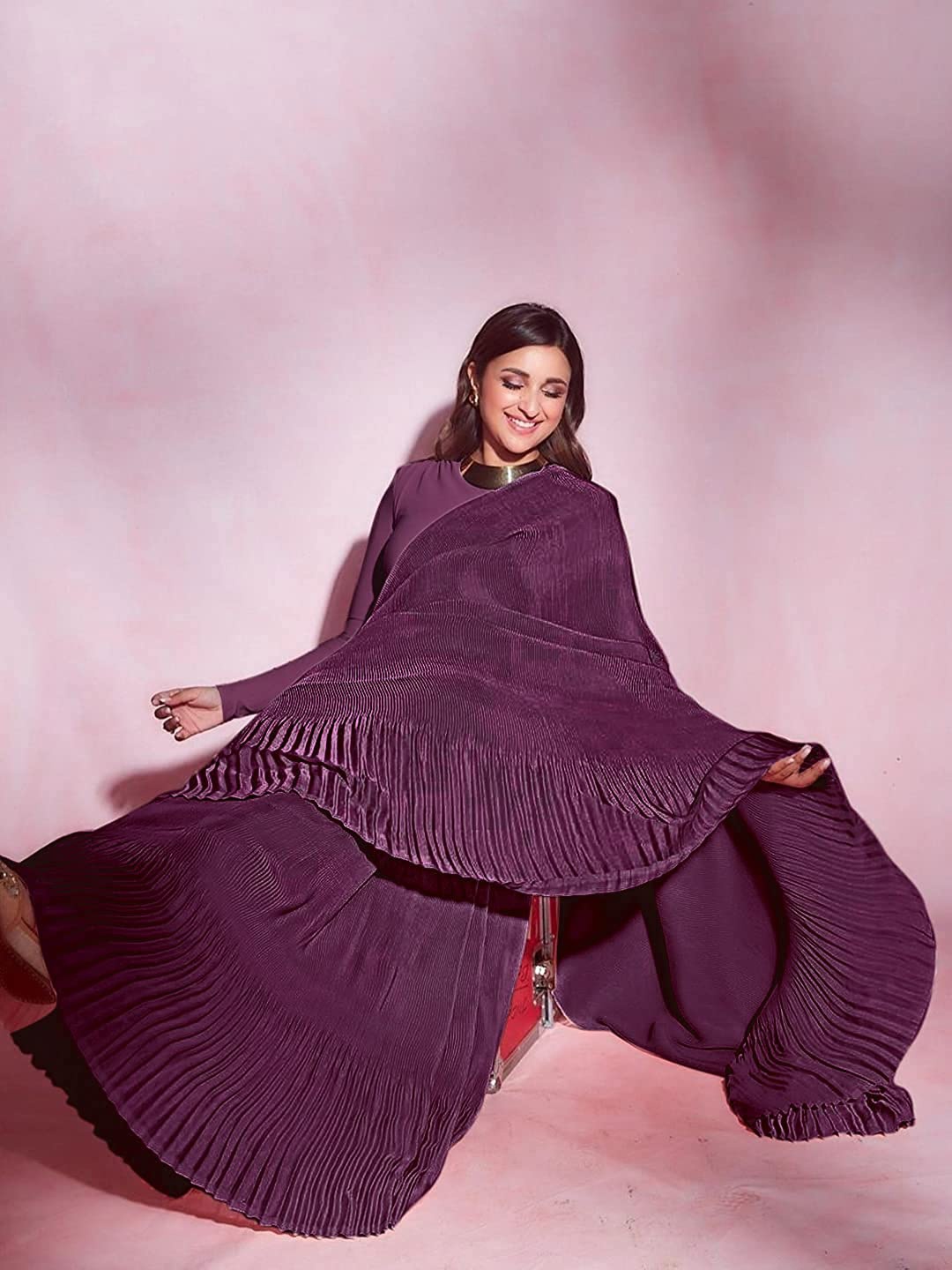 

Trendmalls Purple Pure Georgette Saree