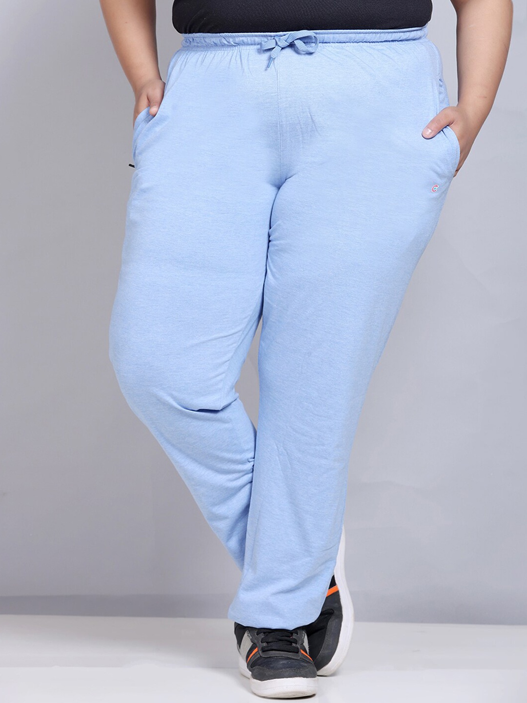 

CUPID Women Plus Size Mid Rise Cotton Lounge Pants, Blue