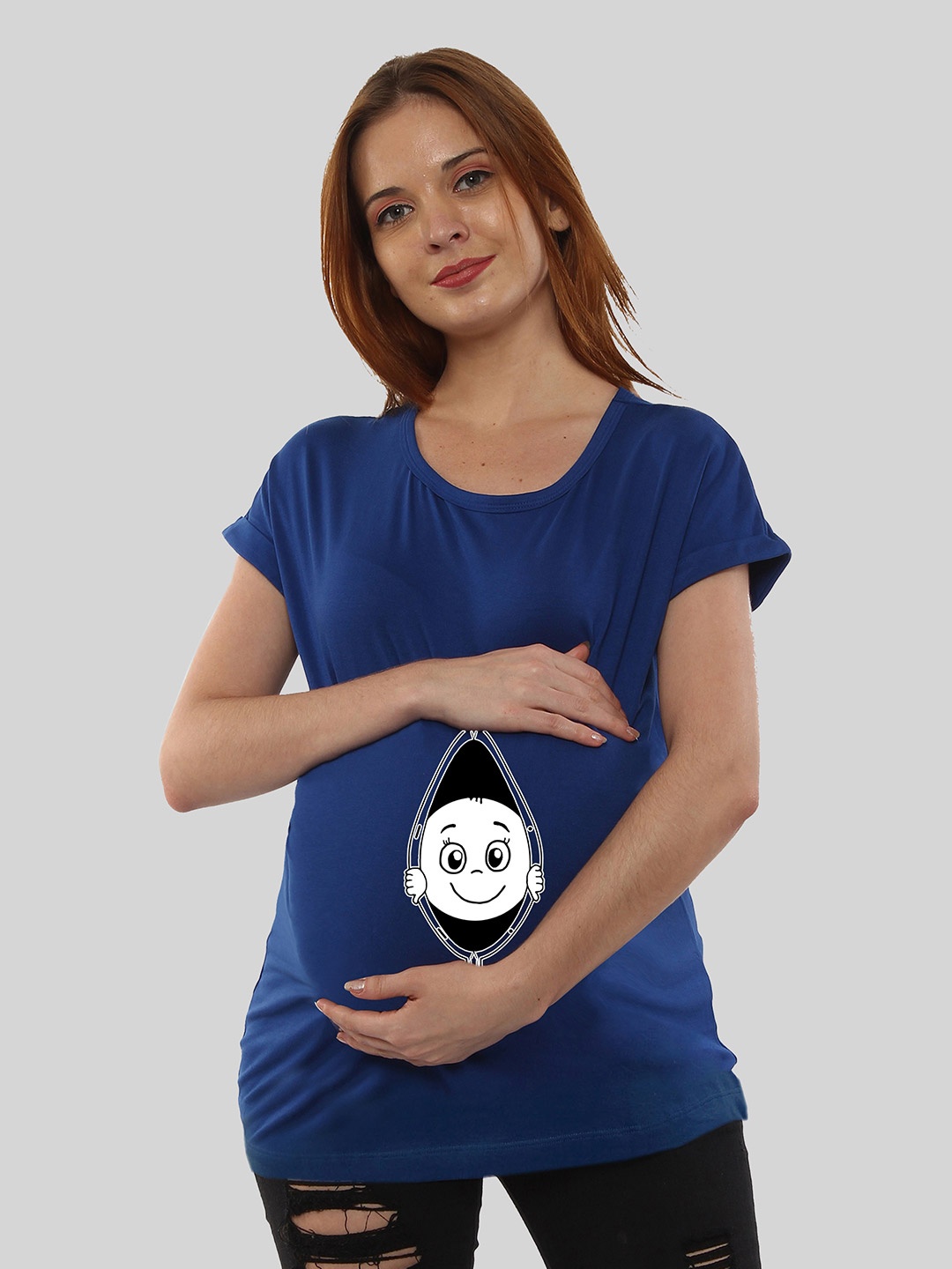 

SillyBoom Graphic Printed Cotton Maternity T-shirt, Blue