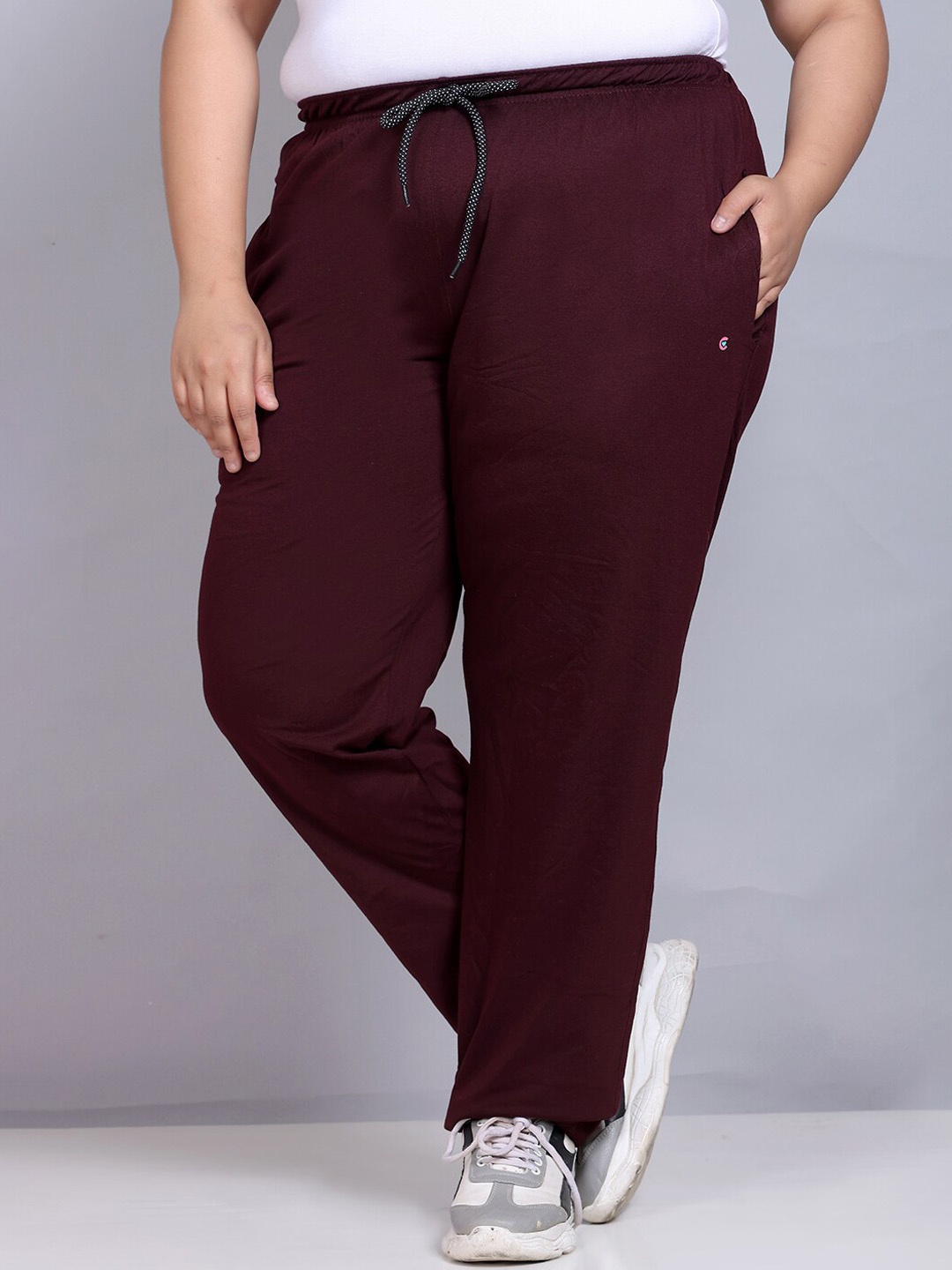 

CUPID Women Plus Size Track Pants, Burgundy