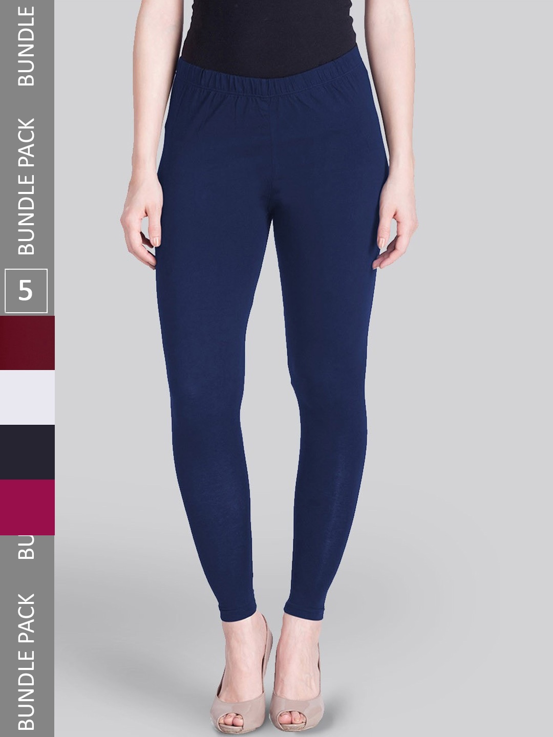 

LYRA Pack Of 5 Ankle-Length Leggings, Maroon