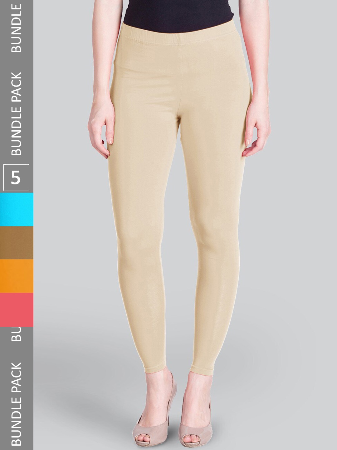 

LYRA Pack Of 5 Ankle-Length Leggings, Yellow