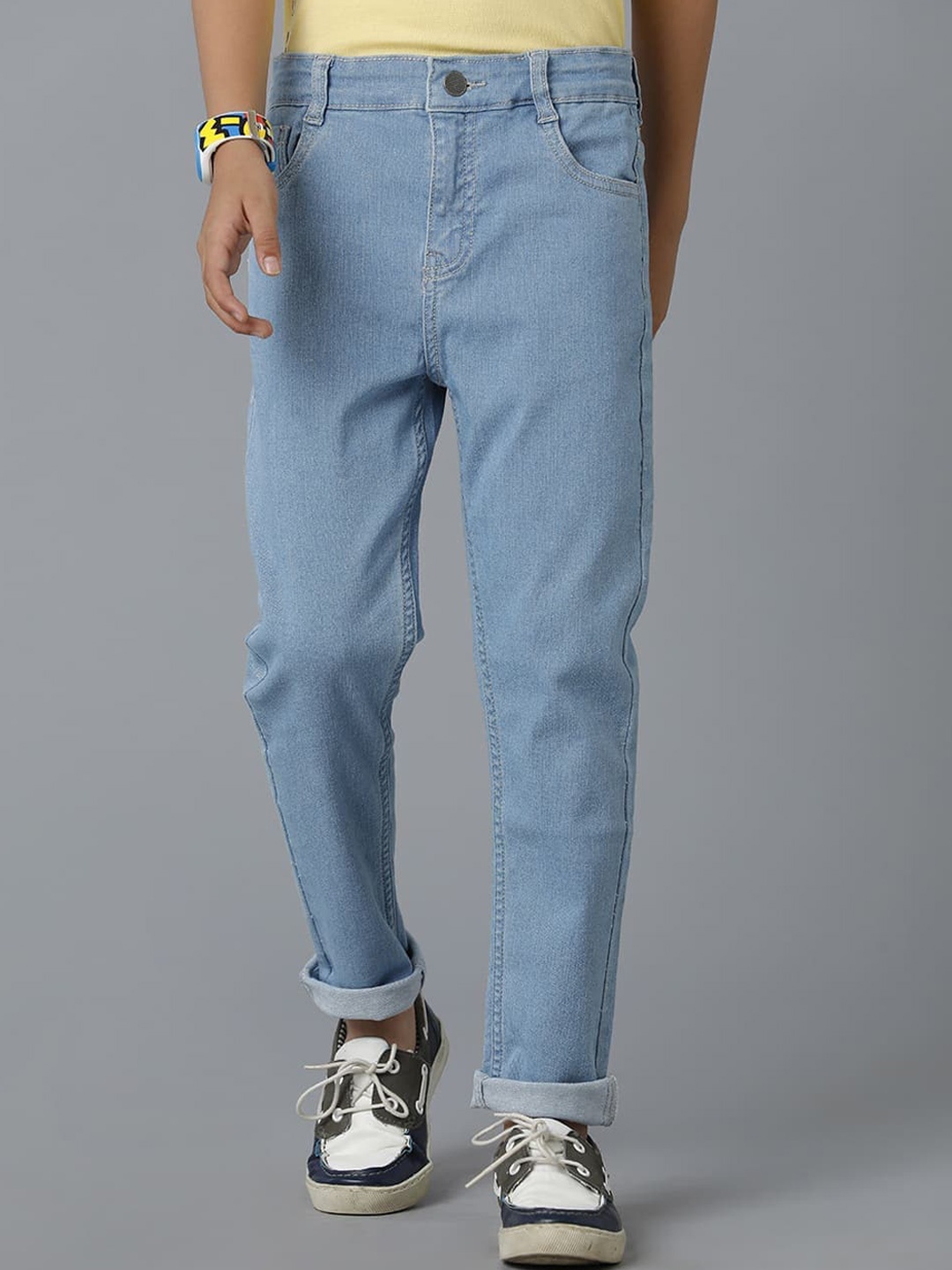 

UNDER FOURTEEN ONLY Boys Mid-Rise Stretchable Cotton Jeans, Blue