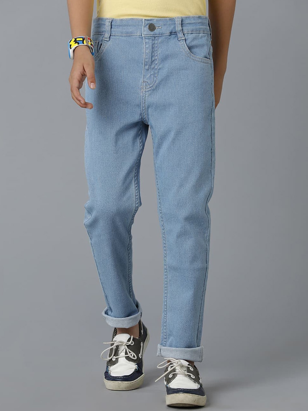 

UNDER FOURTEEN ONLY Boys Mid-Rise Stretchable Cotton Jeans, Blue