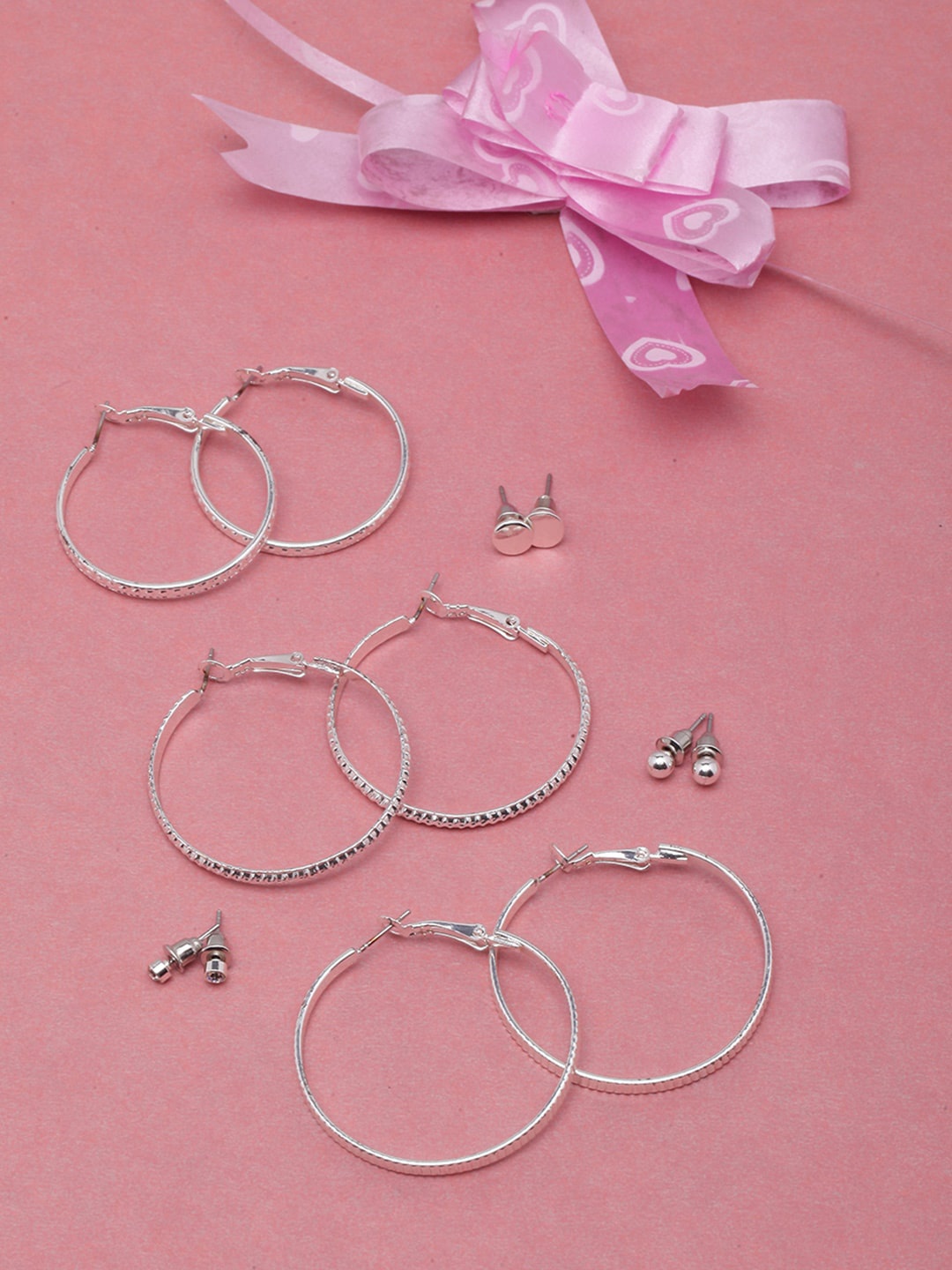 

DressBerry Set Of 6 Silver-Plated Circular Hoop Earrings