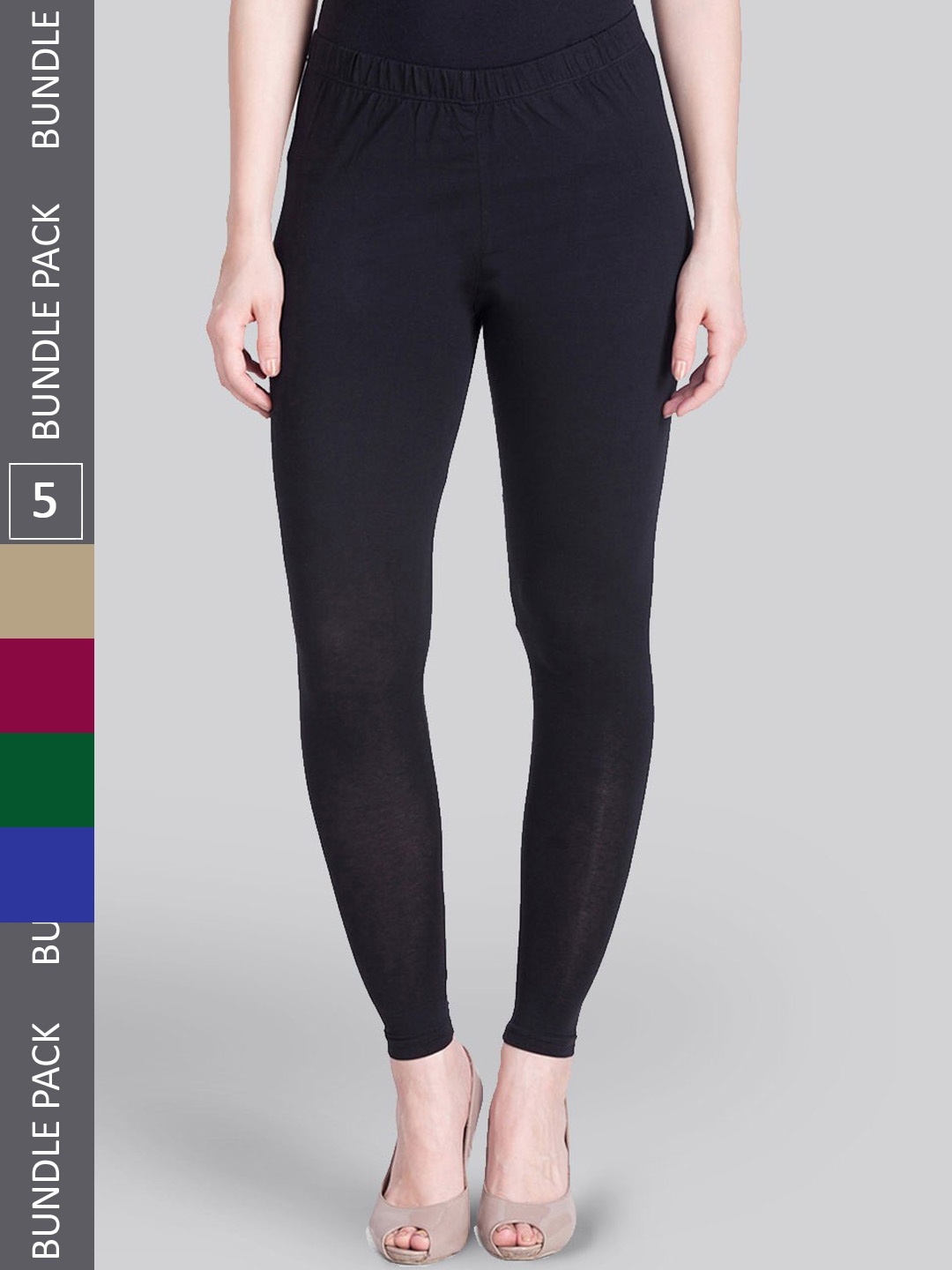 

LYRA Pack Of 5 Ankle-Length Leggings, Black